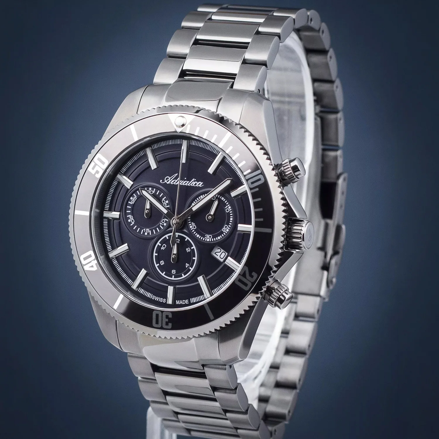 Men Quartz Blue Dial Chronograph Stainless Steel Watch A1139.S115CHN - Image 8