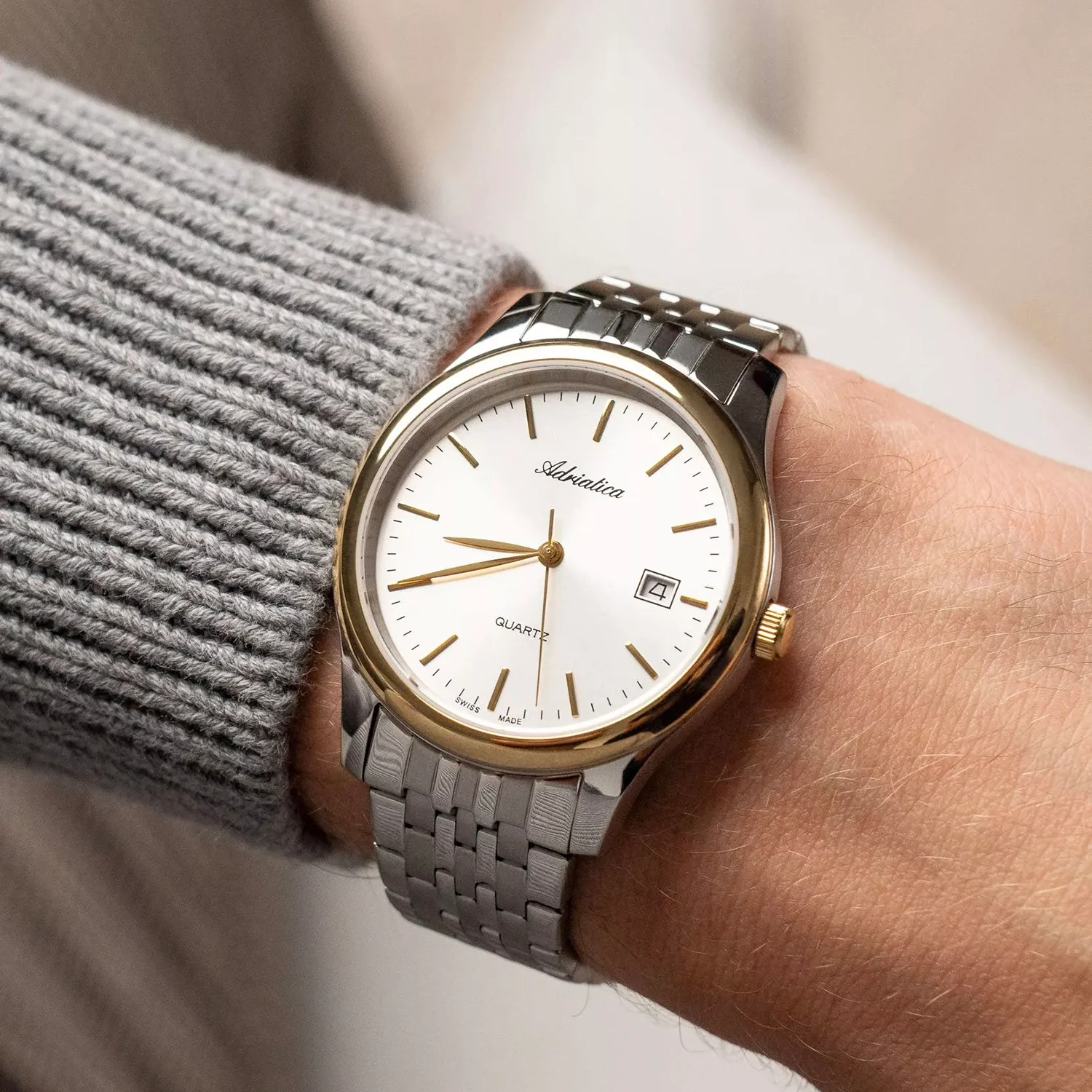 Men Quartz Silver Dial Analog Stainless Steel Watch A1024.2113Q - Image 3