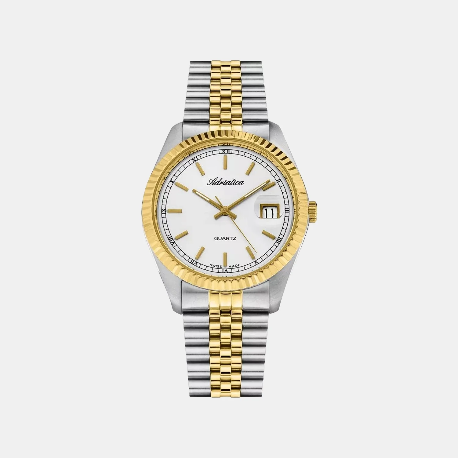 Men Quartz Silver Dial Analog Stainless Steel Watch A1090.2113Q