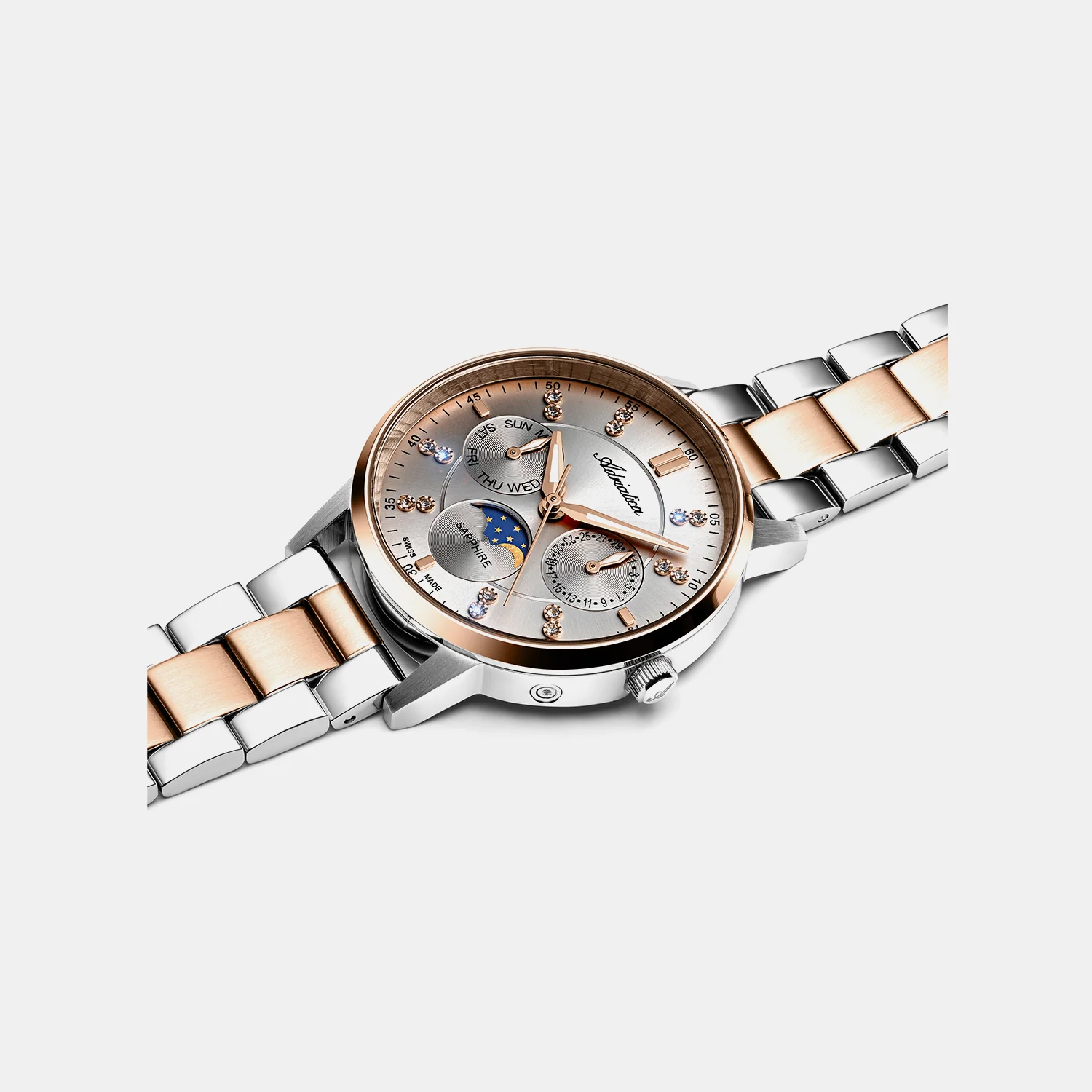 Moonphase For Her Women Quartz Grey Dial Multi-Function Stainless Steel Watch A3834.R1R7QF - Image 2