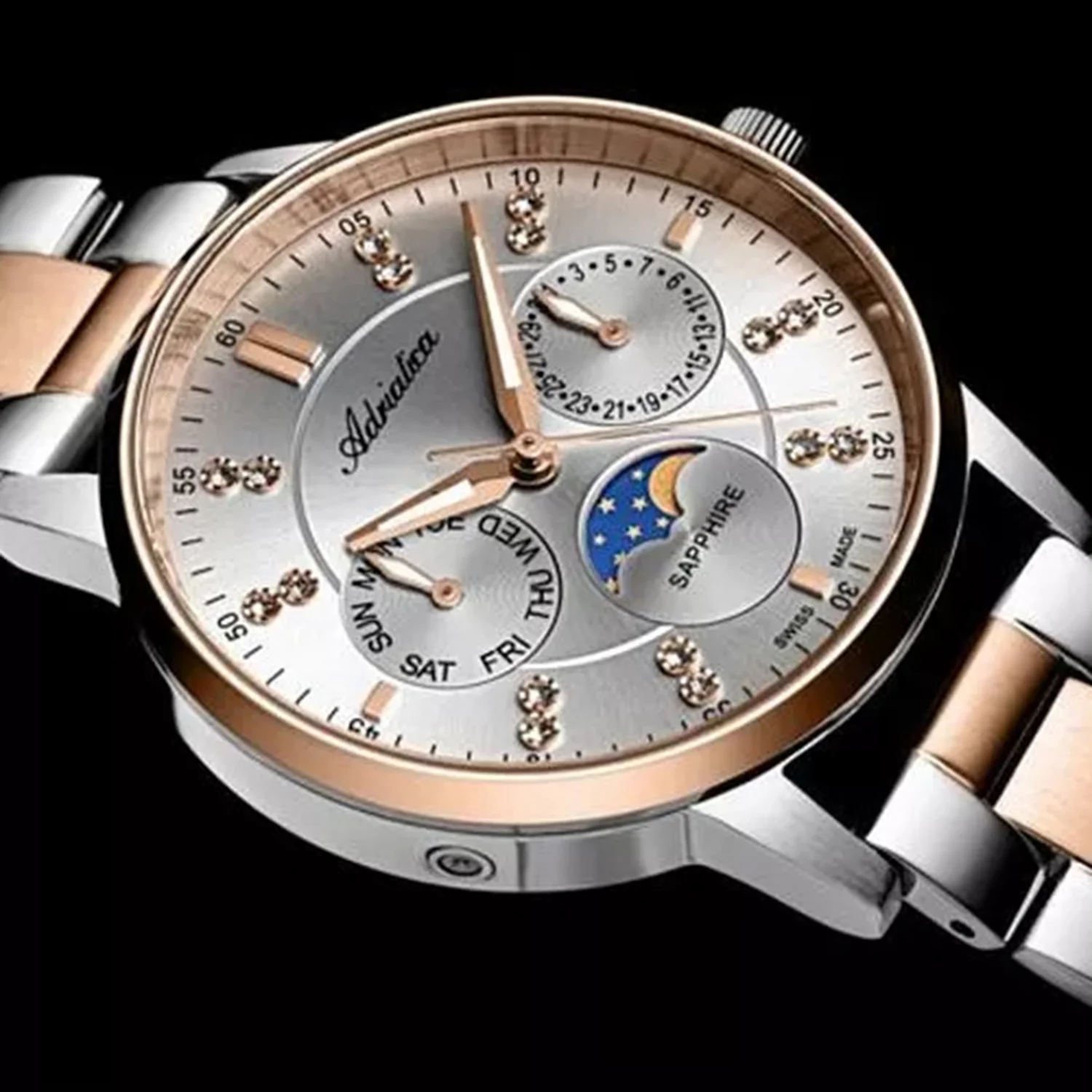Moonphase For Her Women Quartz Grey Dial Multi-Function Stainless Steel Watch A3834.R1R7QF - Image 7