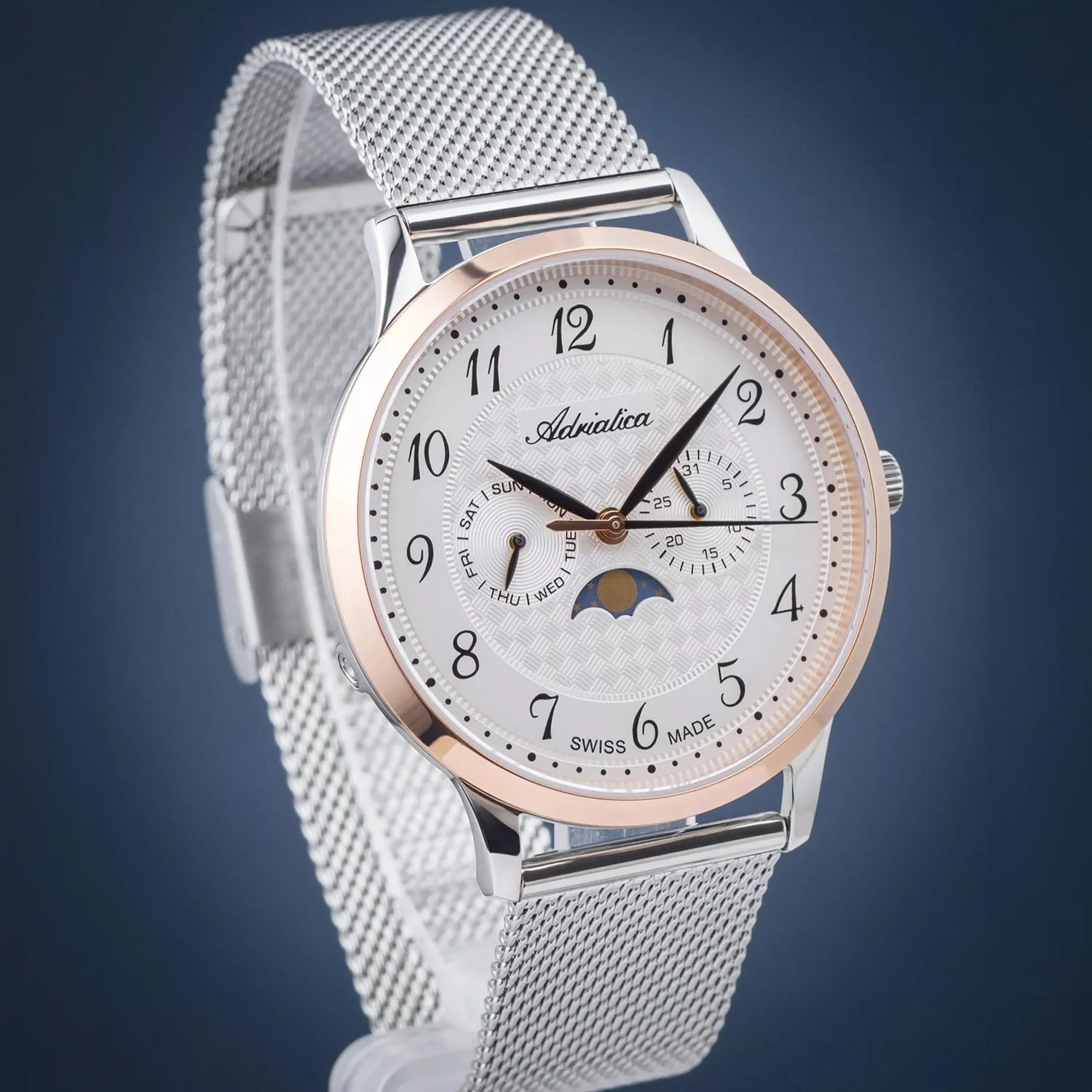 Moonphase For Him Men Quartz Silver Dial Analog Stainless Steel Watch A1274.R123QF - Image 5