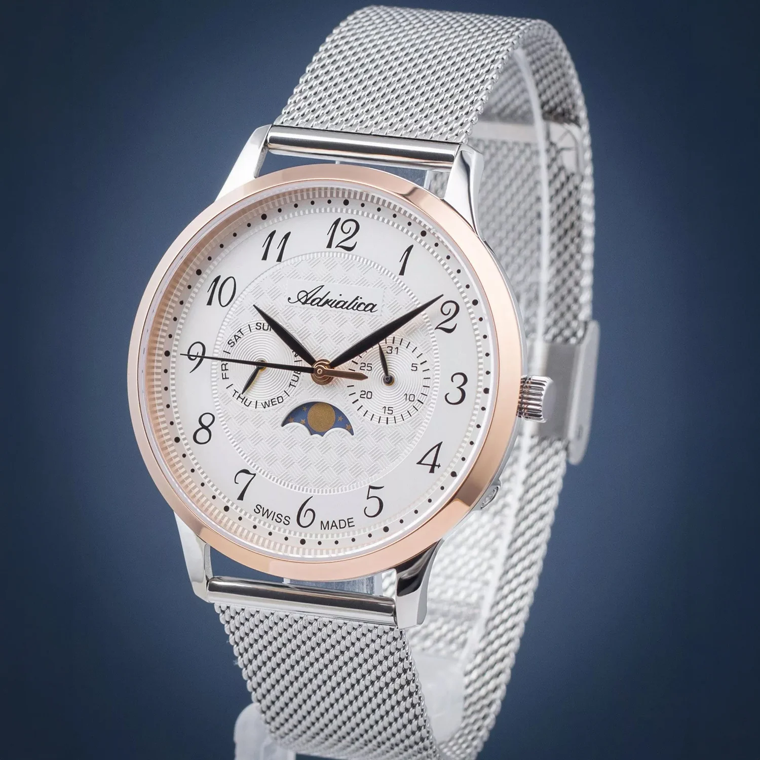 Moonphase For Him Men Quartz Silver Dial Analog Stainless Steel Watch A1274.R123QF - Image 6