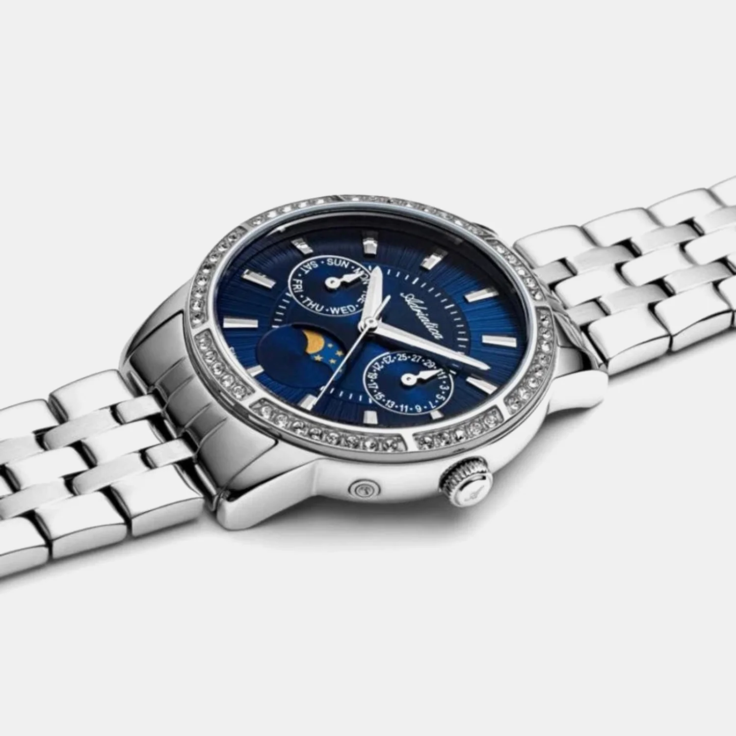 Moonphase Women Quartz Blue Dial Multi-Function Stainless Steel Watch A3601.5115QFZ - Image 4