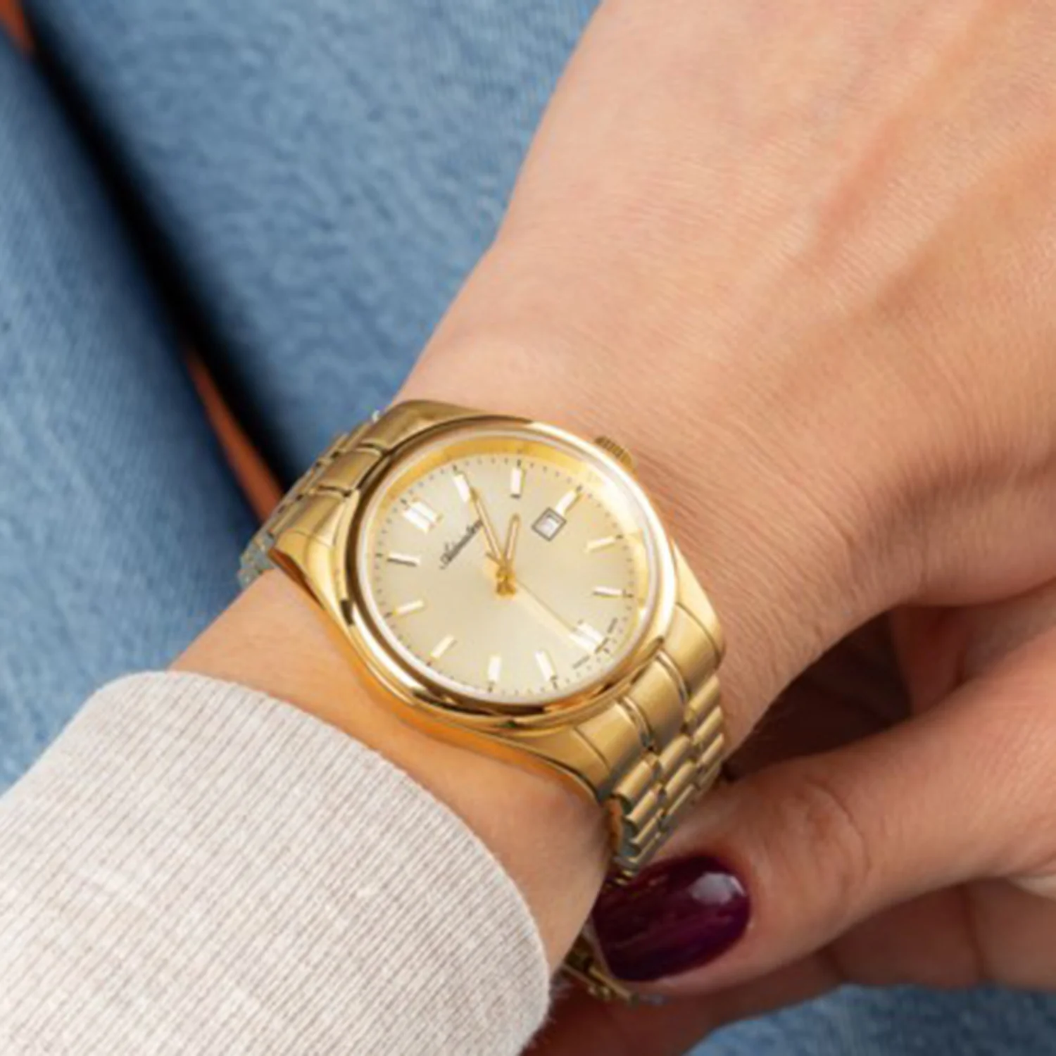 Pairs Women Quartz Champagne Dial Analog Stainless Steel Watch A3198.1111Q - Image 3