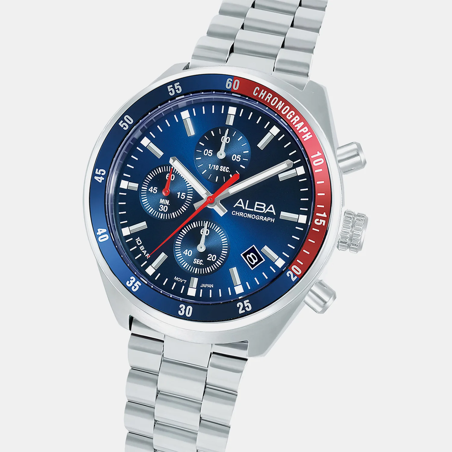 Active Men Quartz Blue Dial Chronograph Stainless Steel Watch AM3A37X1 - Image 2