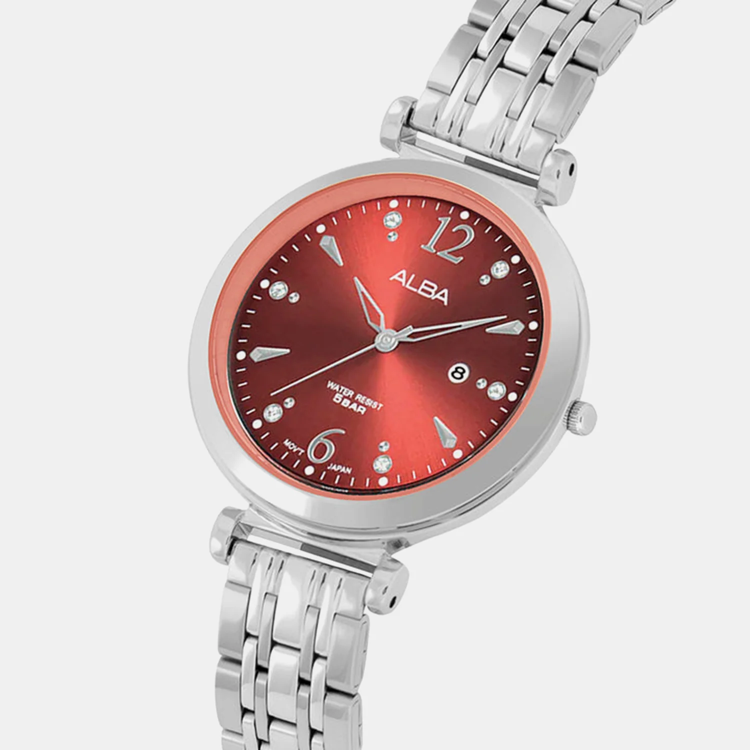 Fashion Women Quartz Maroon Dial Analog Stainless Steel Watch AH7BW3X1 - Image 2