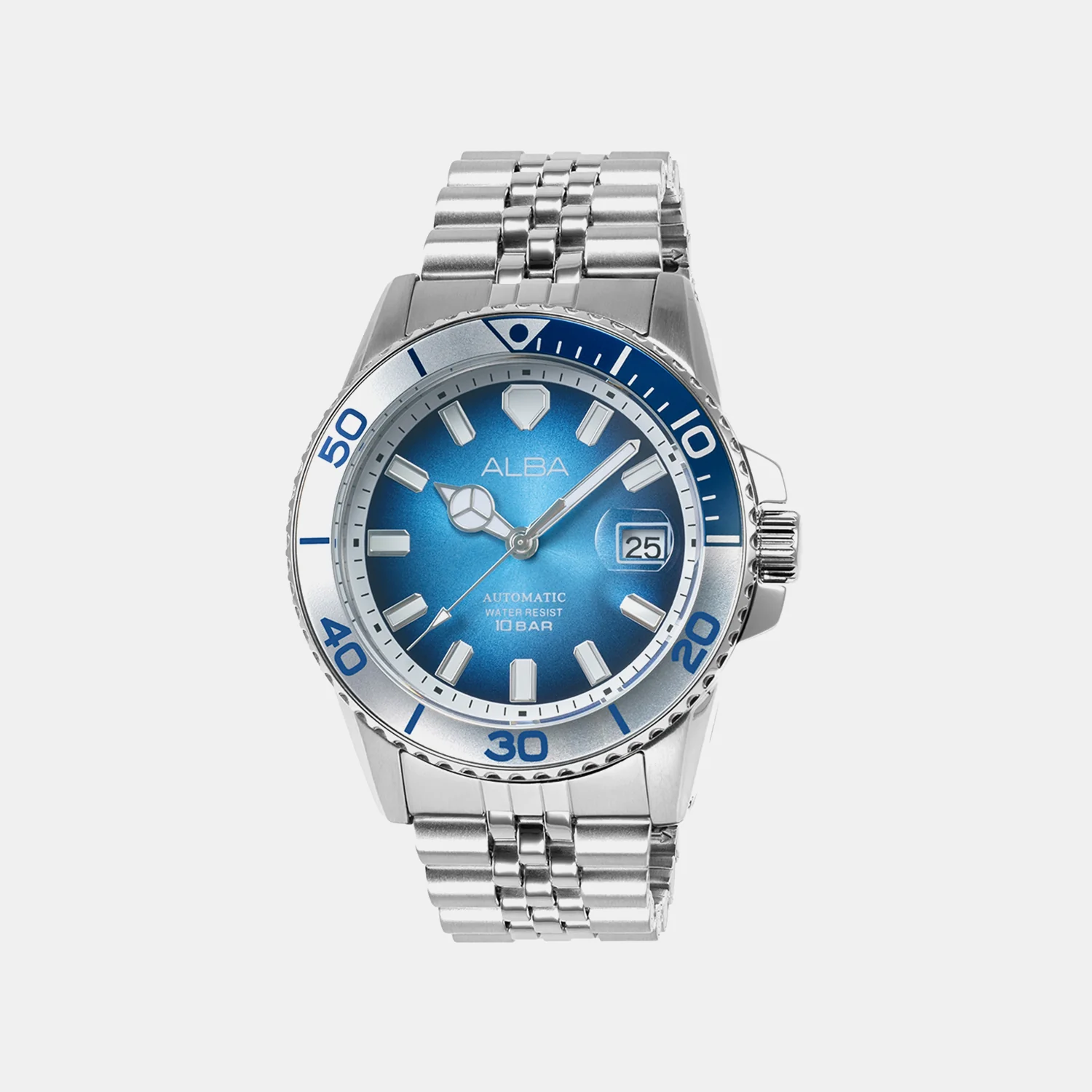 Men Automatic Blue Dial Analog Steel Watch AU4059X1