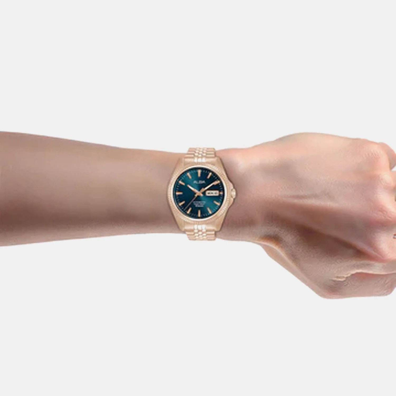 Men Automatic Teal Blue Dial Analog Steel Watch AL4780X1 - Image 5