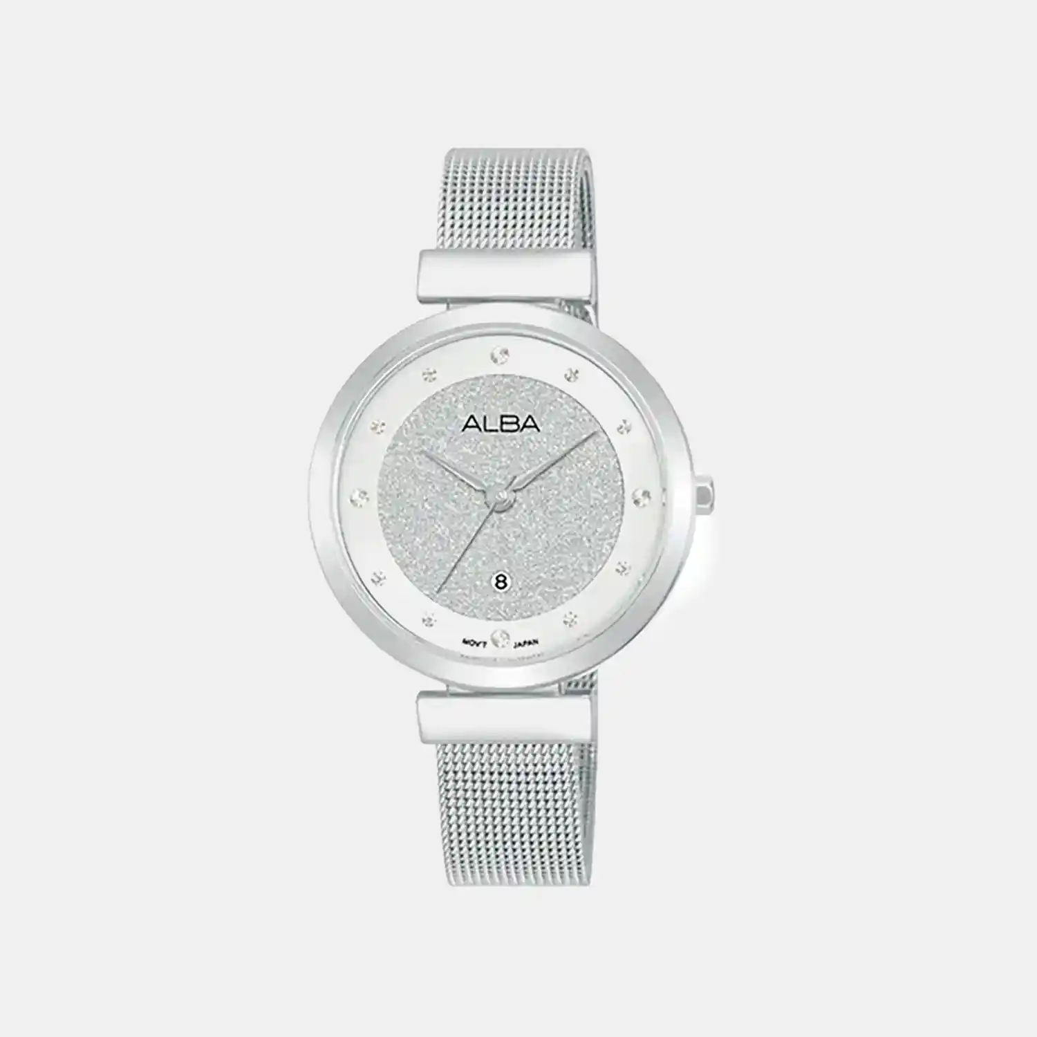Men Quartz Silver Dial Analog Stainless Steel Watch AH7CG9X1