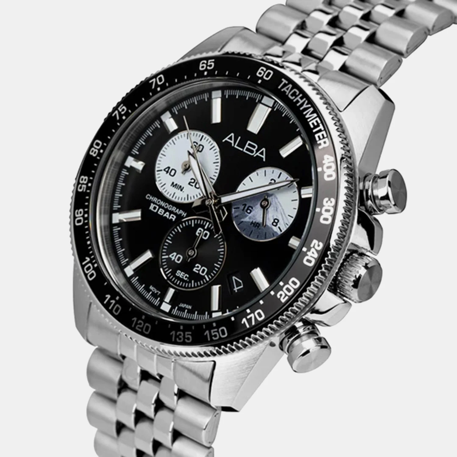 Panda Sport Men Quartz Black Dial Chronograph Steel Watch AX7025X1 - Image 3