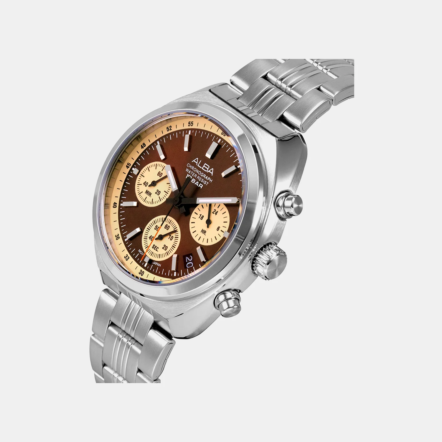Men Quartz Brown Dial Chronograph Steel Watch AT3K07X1 - Image 2