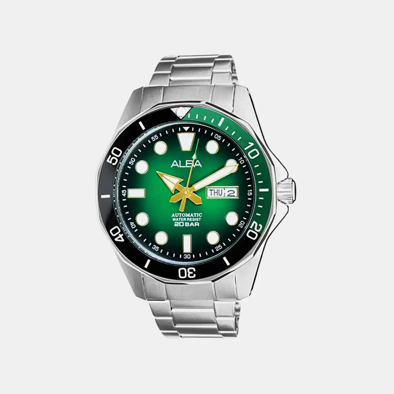 Men Quartz Green Dial Analog Stainless Steel Watch AL4537X1