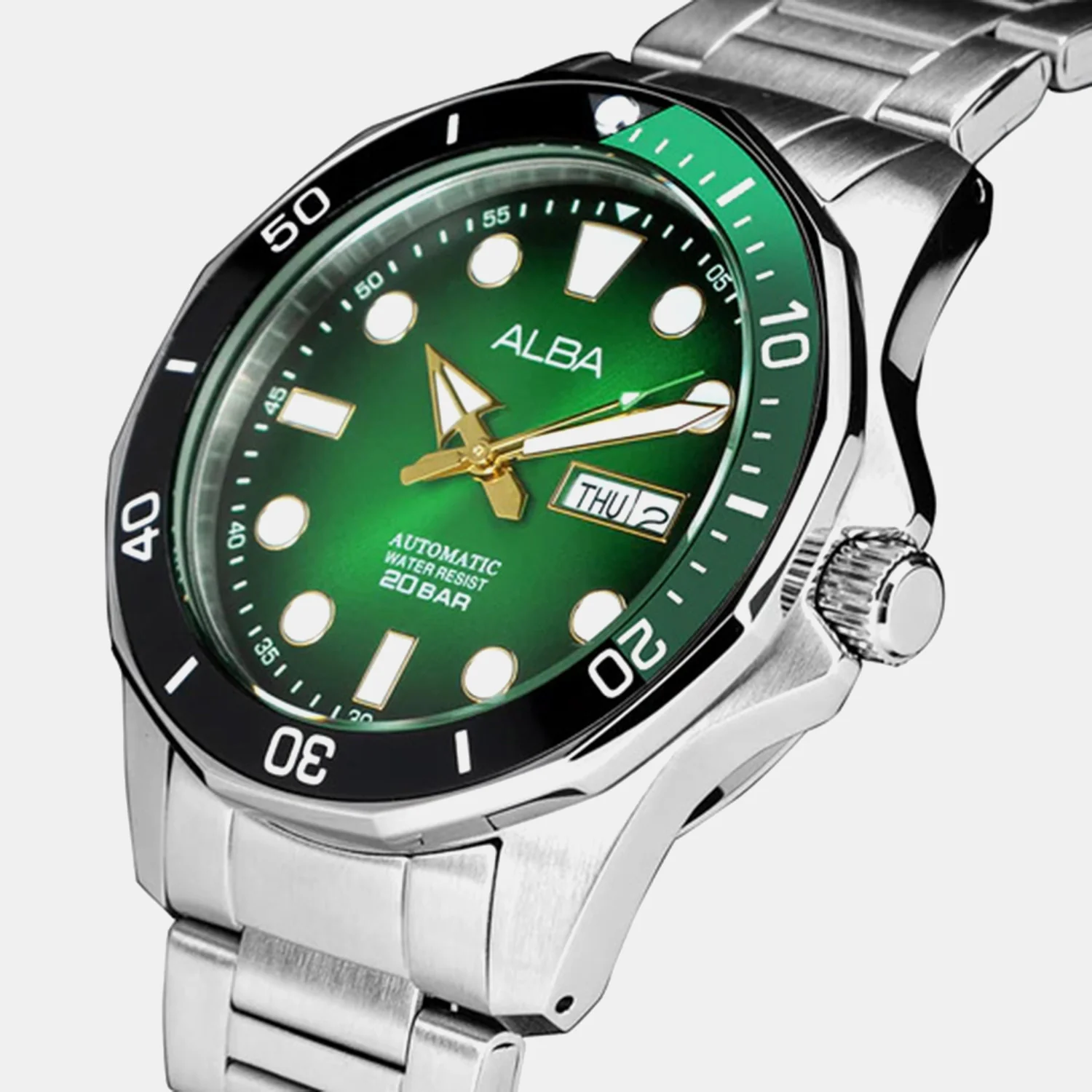 Men Quartz Green Dial Analog Stainless Steel Watch AL4537X1 - Image 2