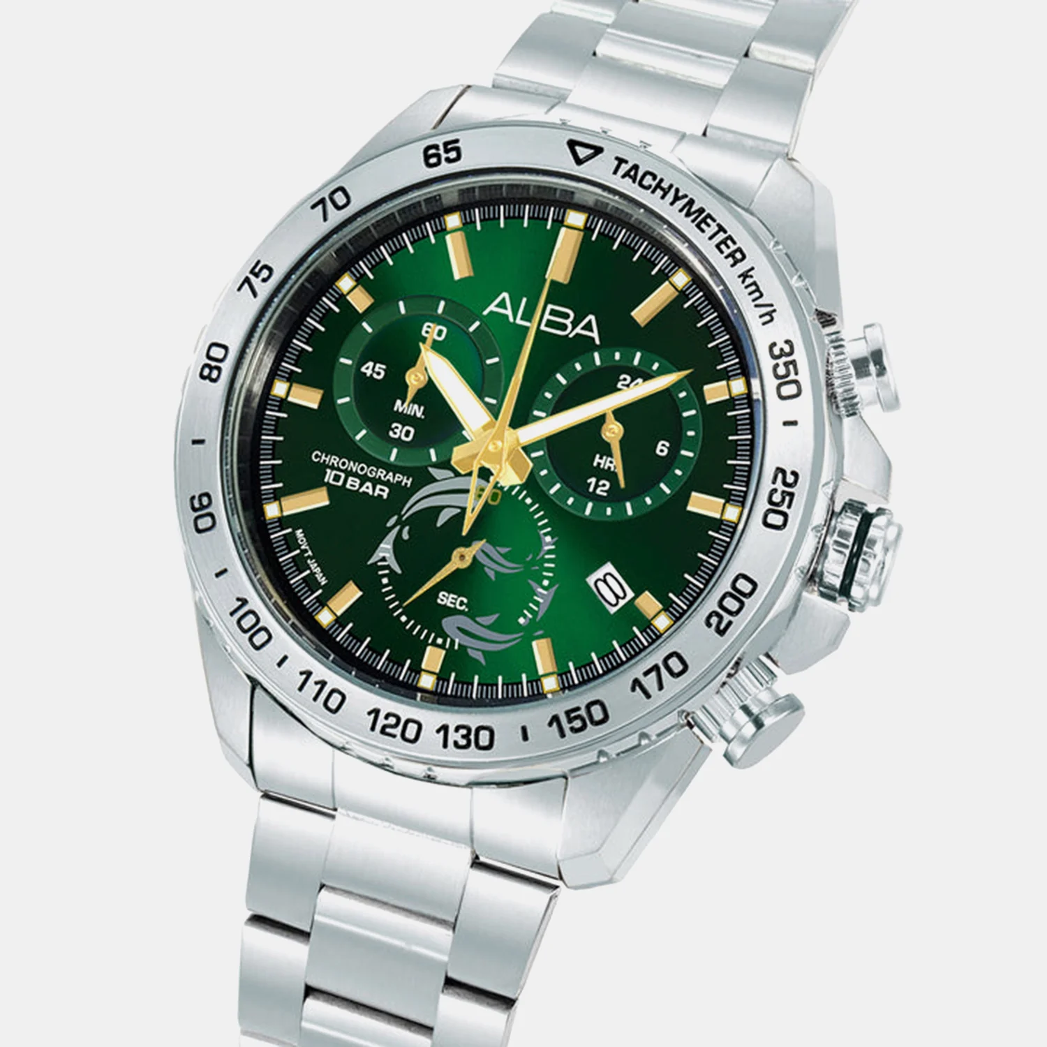 Men Quartz Green Dial Chronograph Stainless Steel Watch AX7013X1 - Image 2