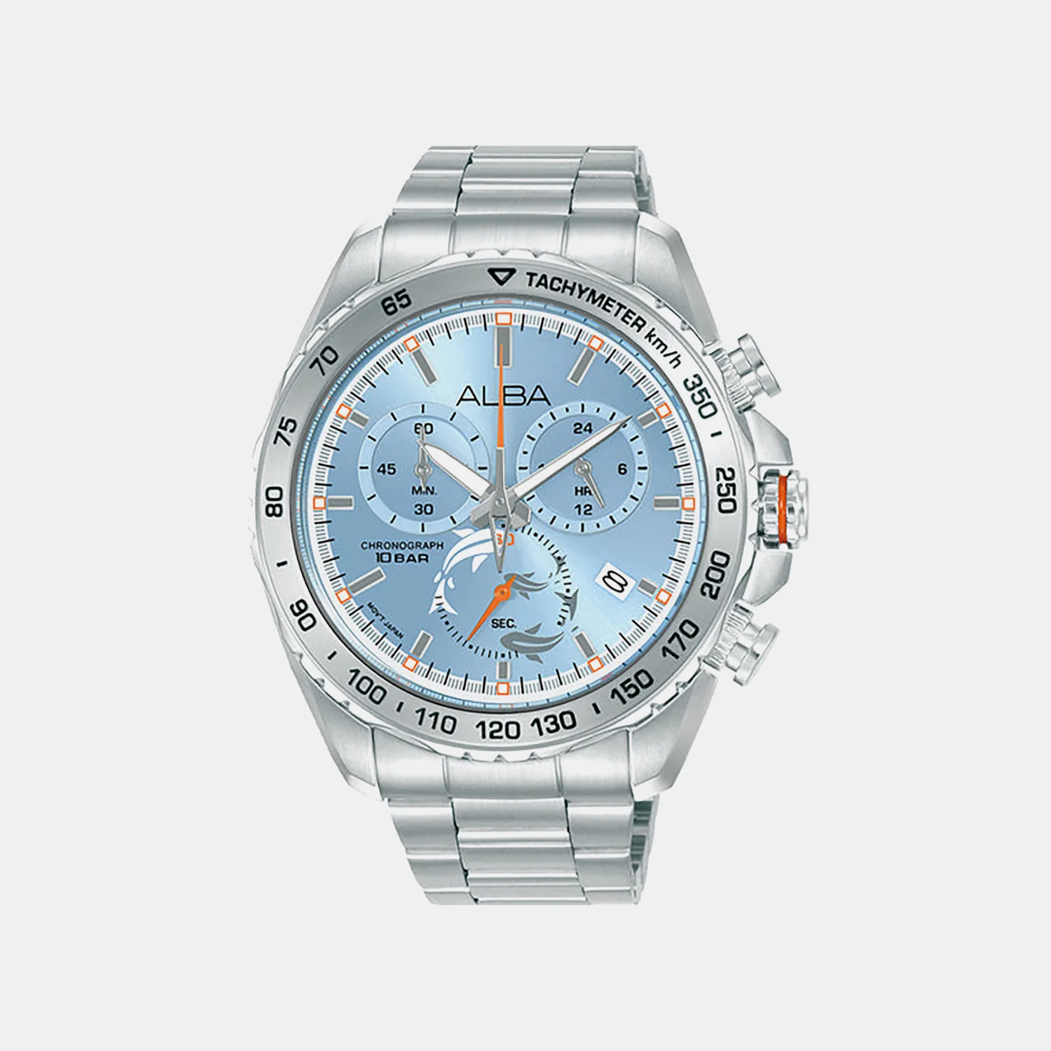 Men Quartz Light Blue Dial Chronograph Stainless Steel Watch AX7019X1