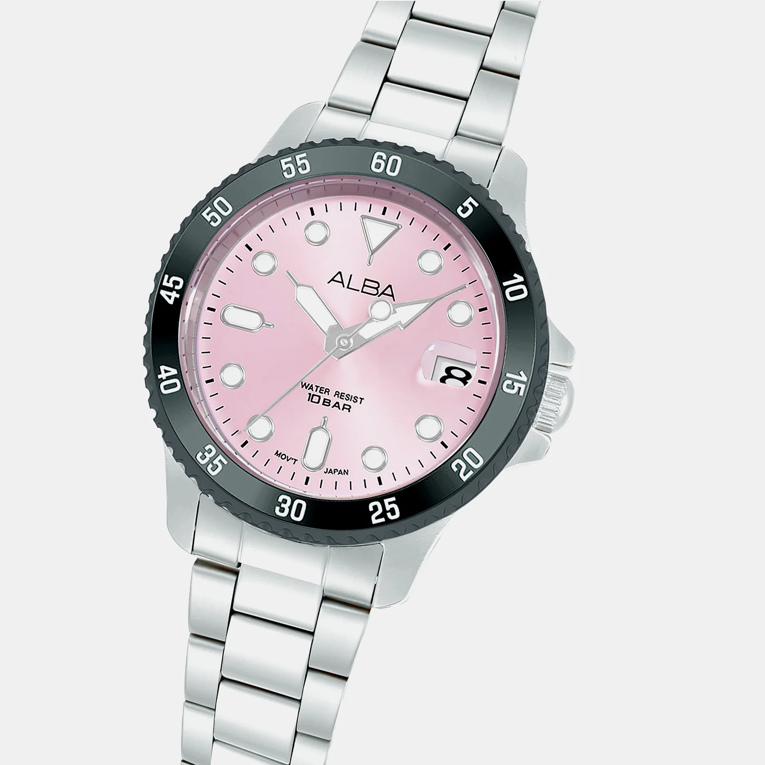 Men Quartz Pink Dial Analog Stainless Steel Watch AG8Q37X1 - Image 4