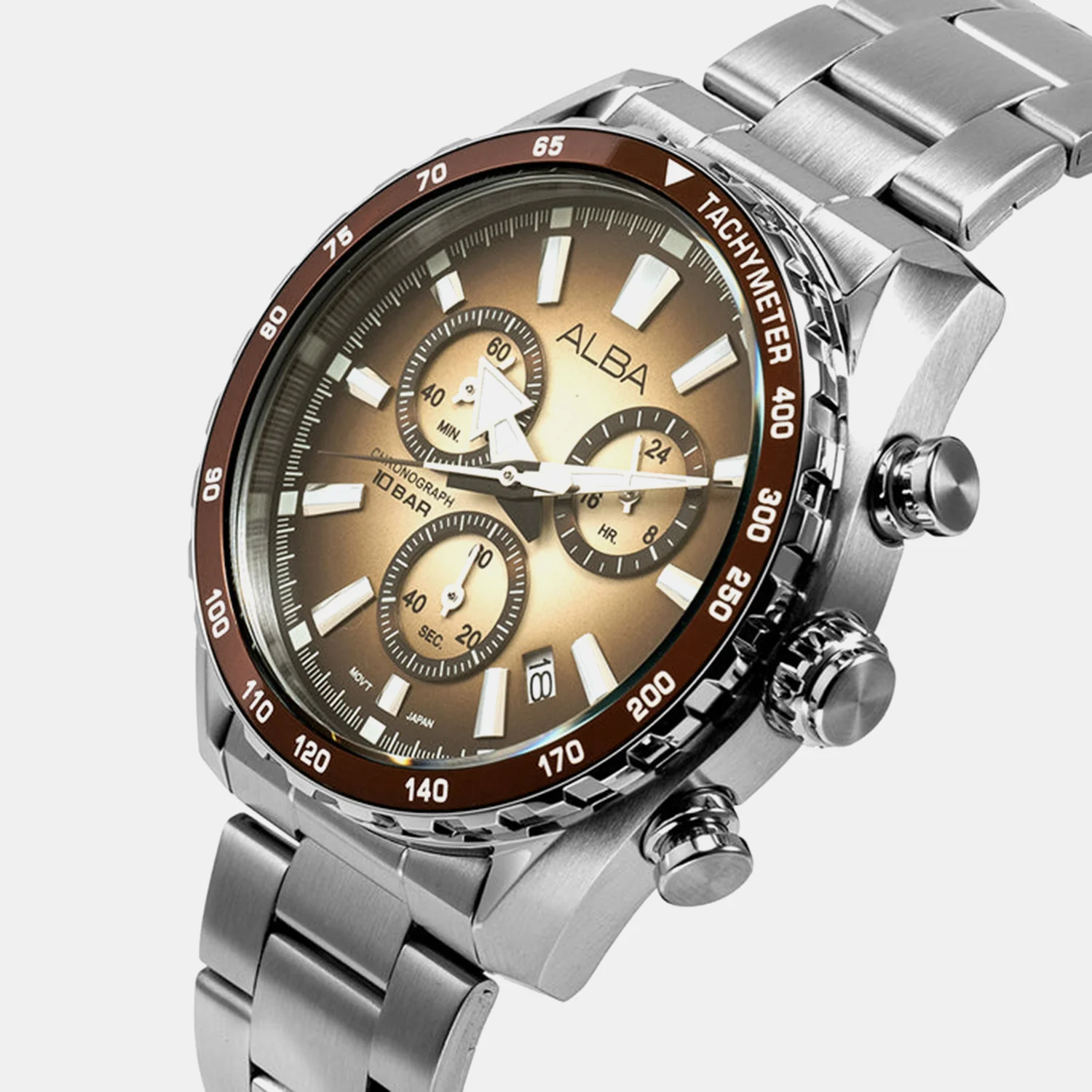 Signa Men Quartz Brown Dial Chronograph Stainless Steel Watch AX7009X1 - Image 2