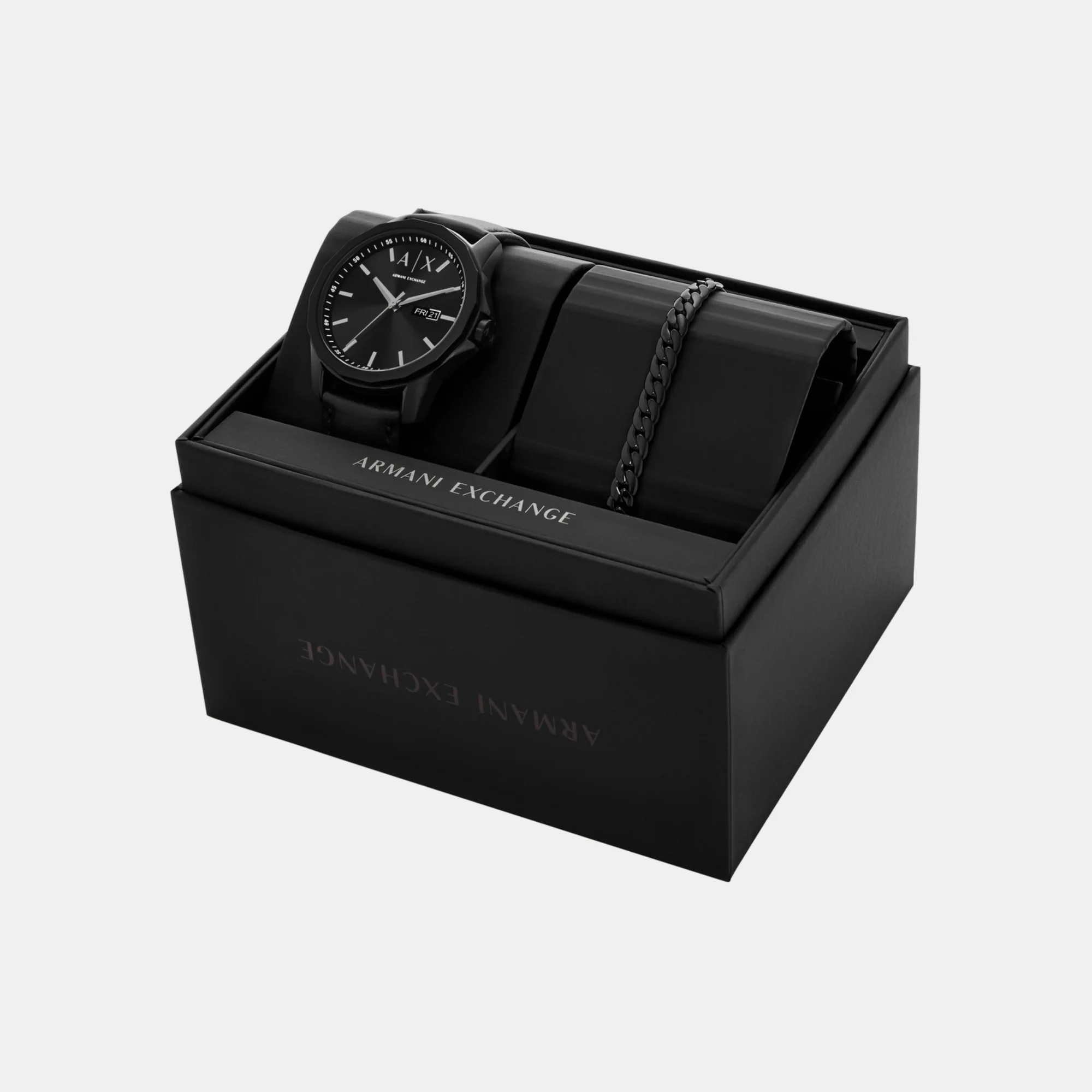 Banks Men Quartz Black Dial Analog Leather Watch AX7147SET - Image 6