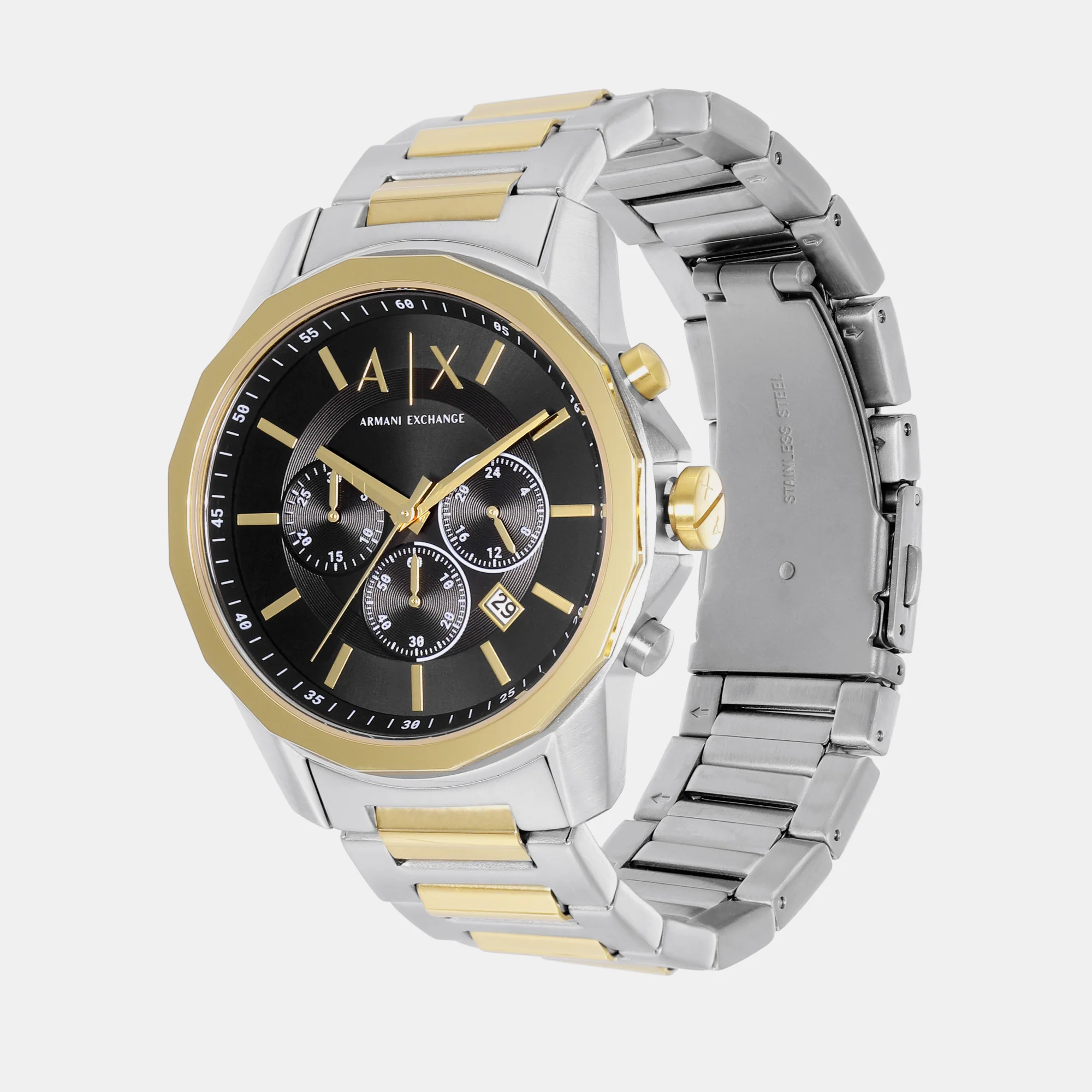 Banks Men Quartz Black Dial Chronograph Stainless Steel Watch AX7148SET - Image 4