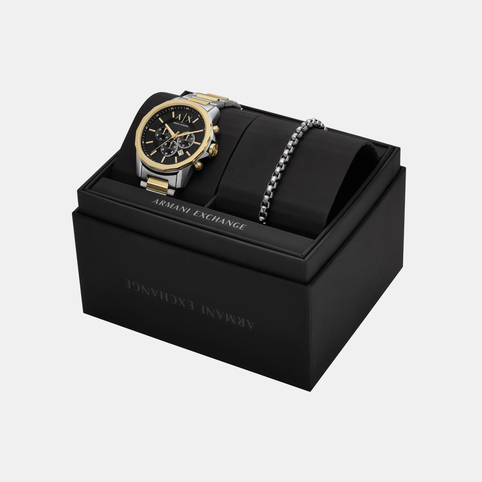 Banks Men Quartz Black Dial Chronograph Stainless Steel Watch AX7148SET - Image 9
