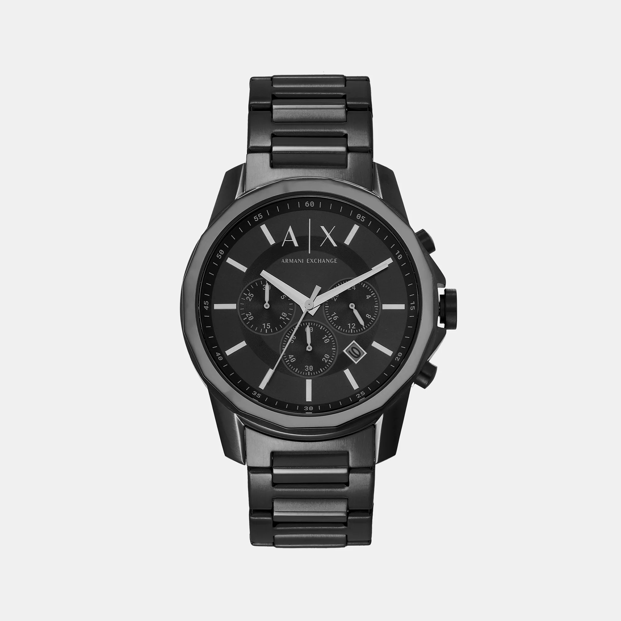 Banks Men Quartz Black Dial Chronograph Stainless Steel Watch AX7153SET