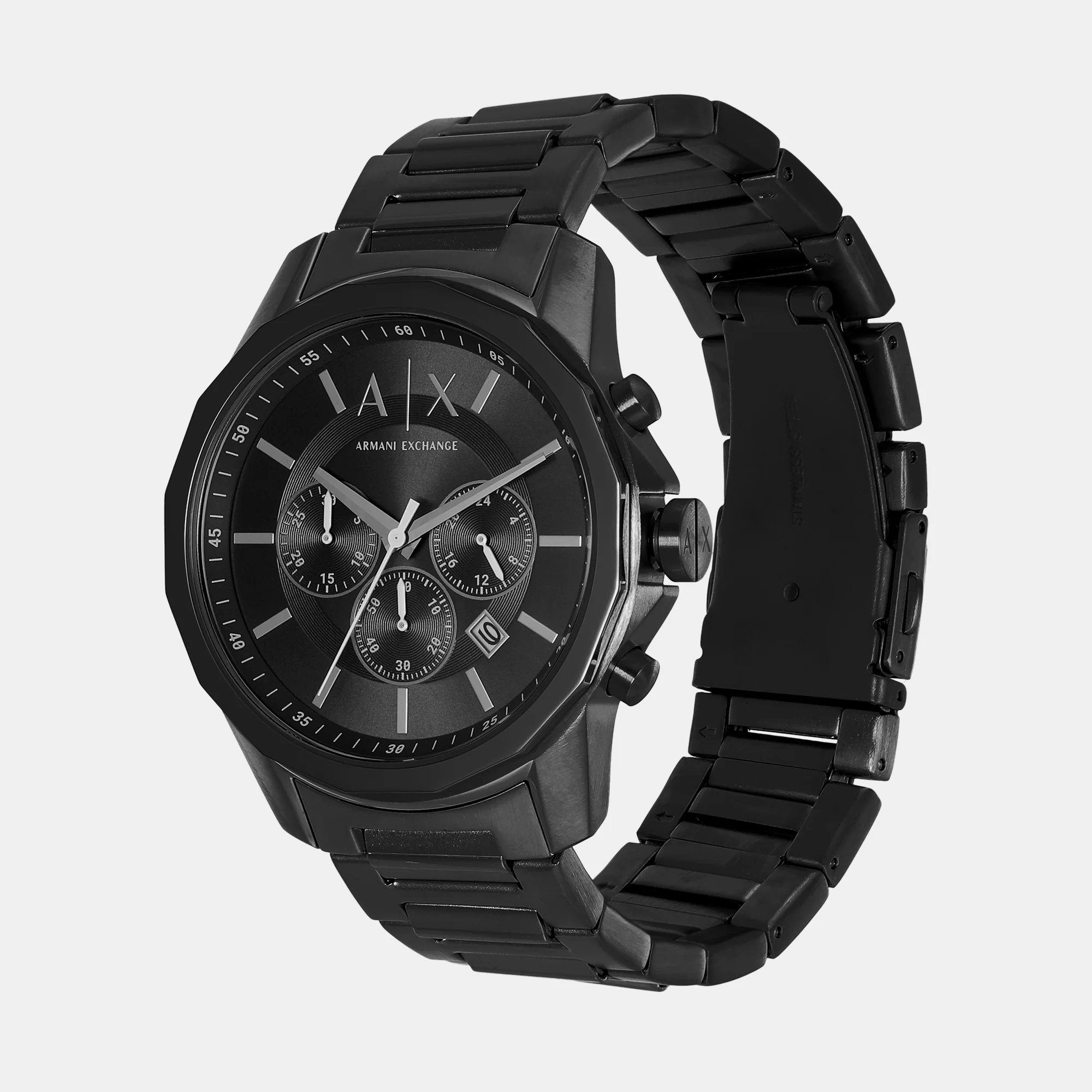 Banks Men Quartz Black Dial Chronograph Stainless Steel Watch AX7153SET - Image 3