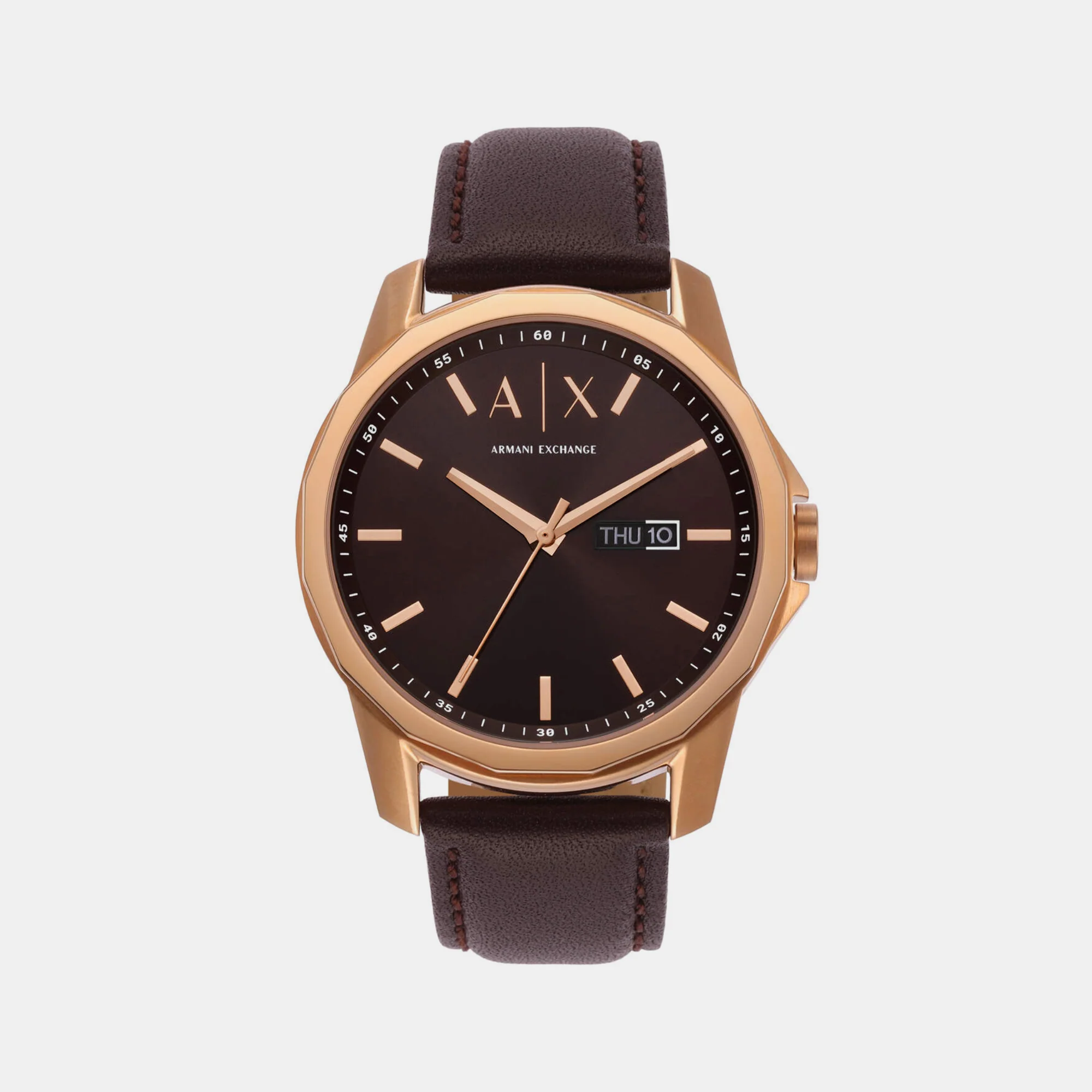Banks Men Quartz Brown Dial Analog Leather Watch AX1740 - Image 2