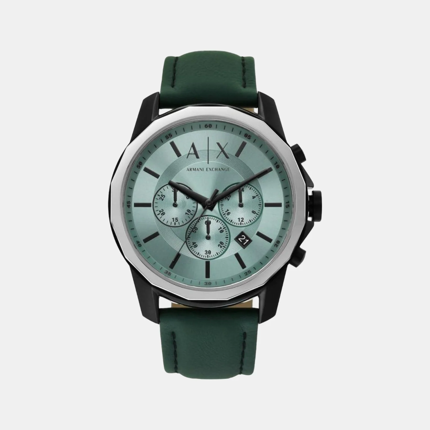 Banks Men Quartz Green Dial Chronograph Leather Watch AX1725