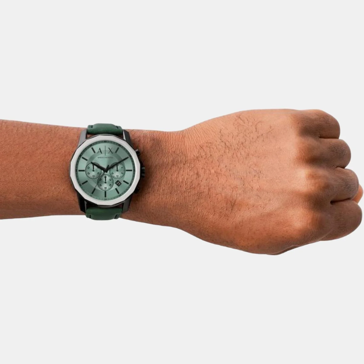 Banks Men Quartz Green Dial Chronograph Leather Watch AX1725 - Image 4