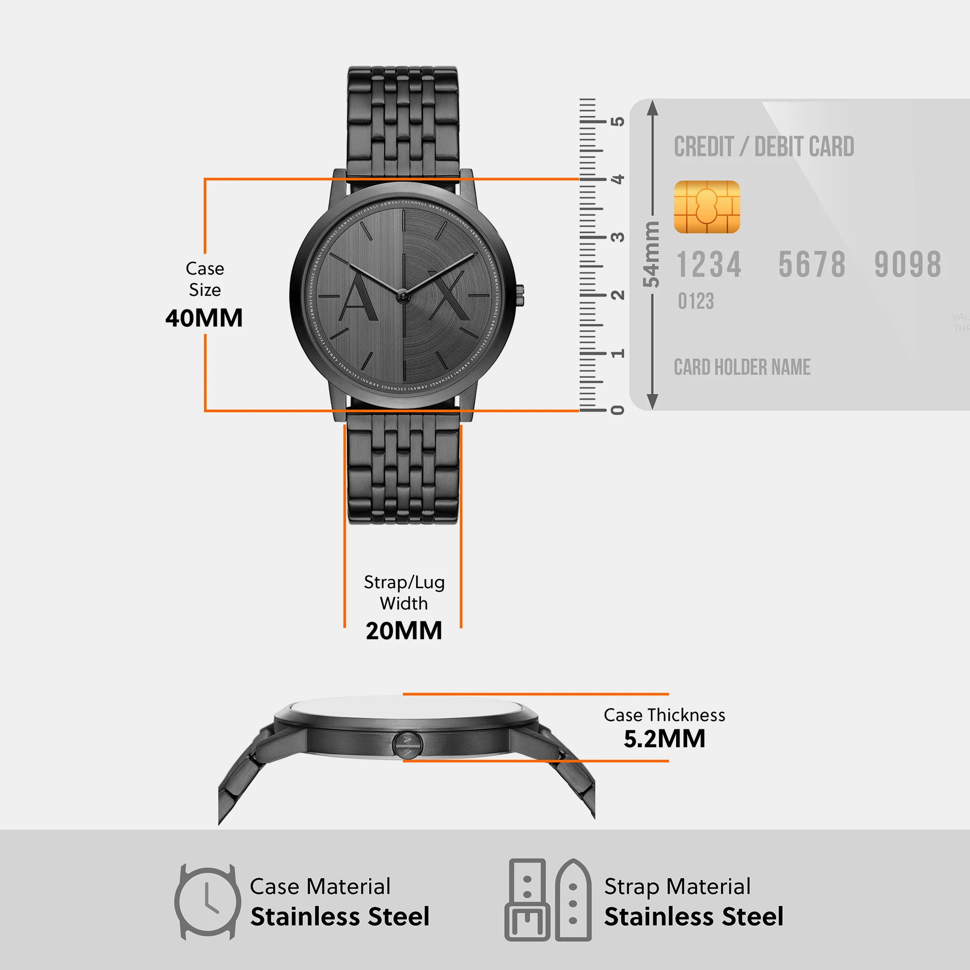 Dale Men Quartz Black Dial Analog Stainless Steel Watch AX2872 - Image 7