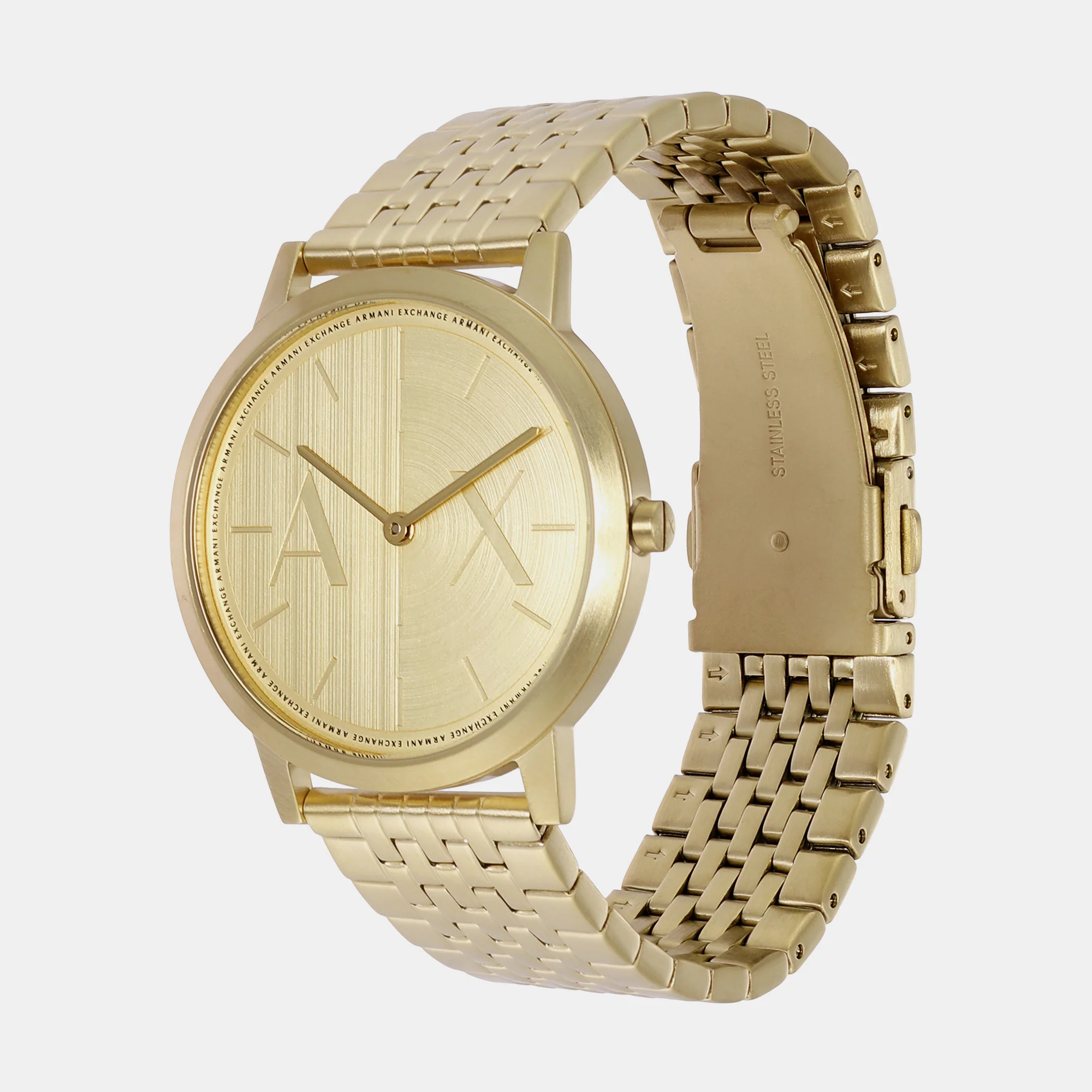 Dale Men Quartz Gold Dial Analog Stainless Steel Watch AX2871 - Image 3