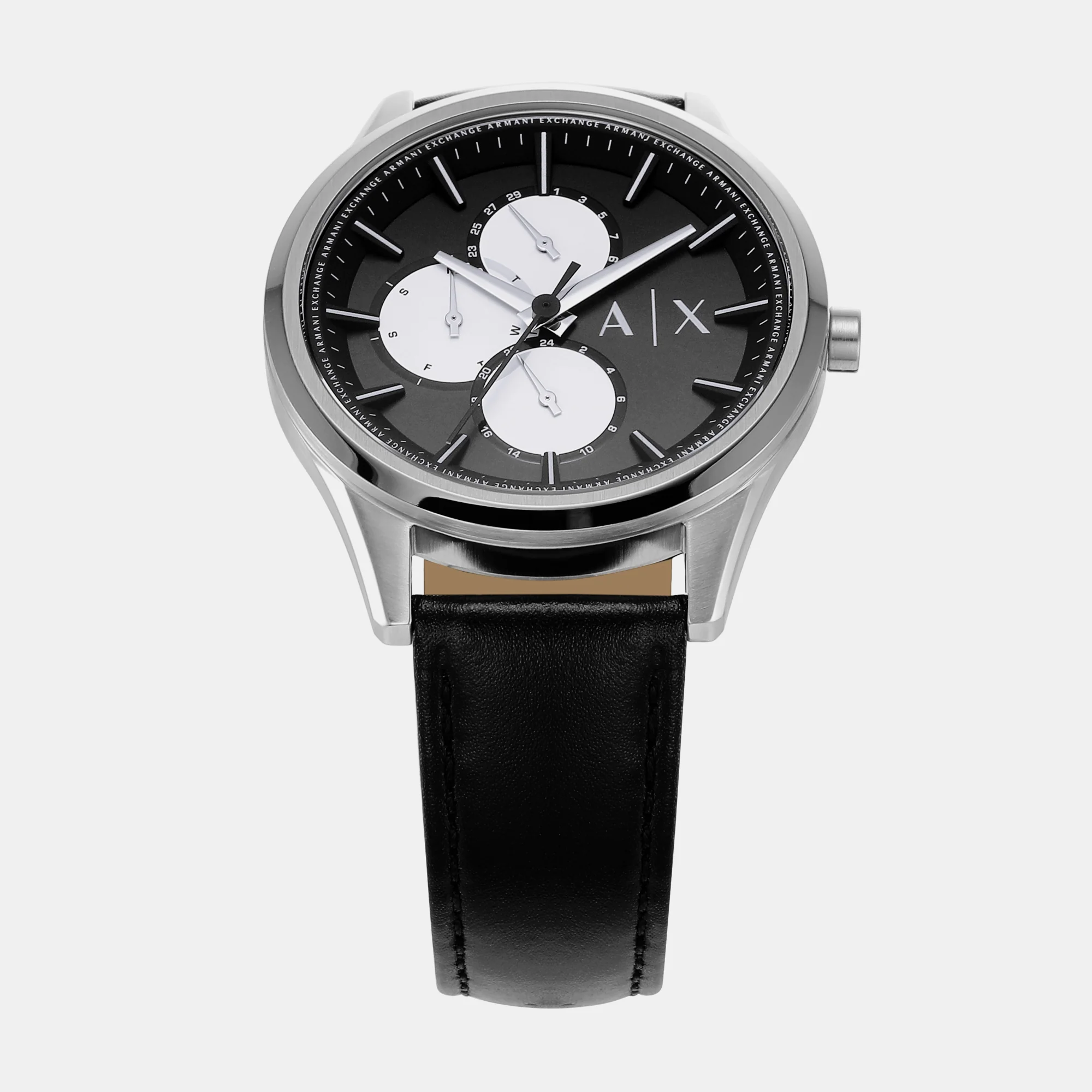 Dante Men Quartz Black Dial Chronograph Leather Watch AX1872 - Image 2