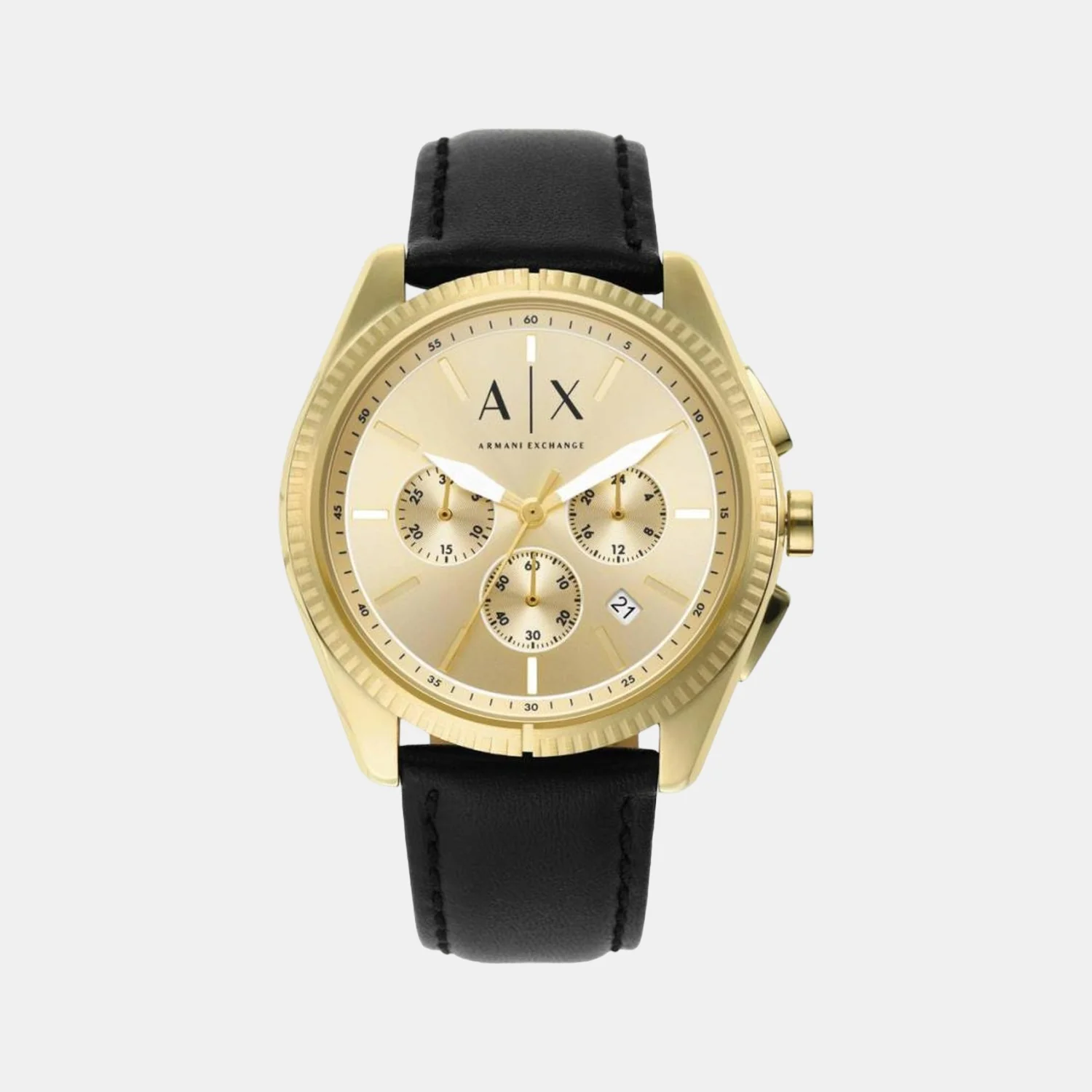 Giacomo Men Quartz Gold Dial Chronograph Leather Watch AX2861