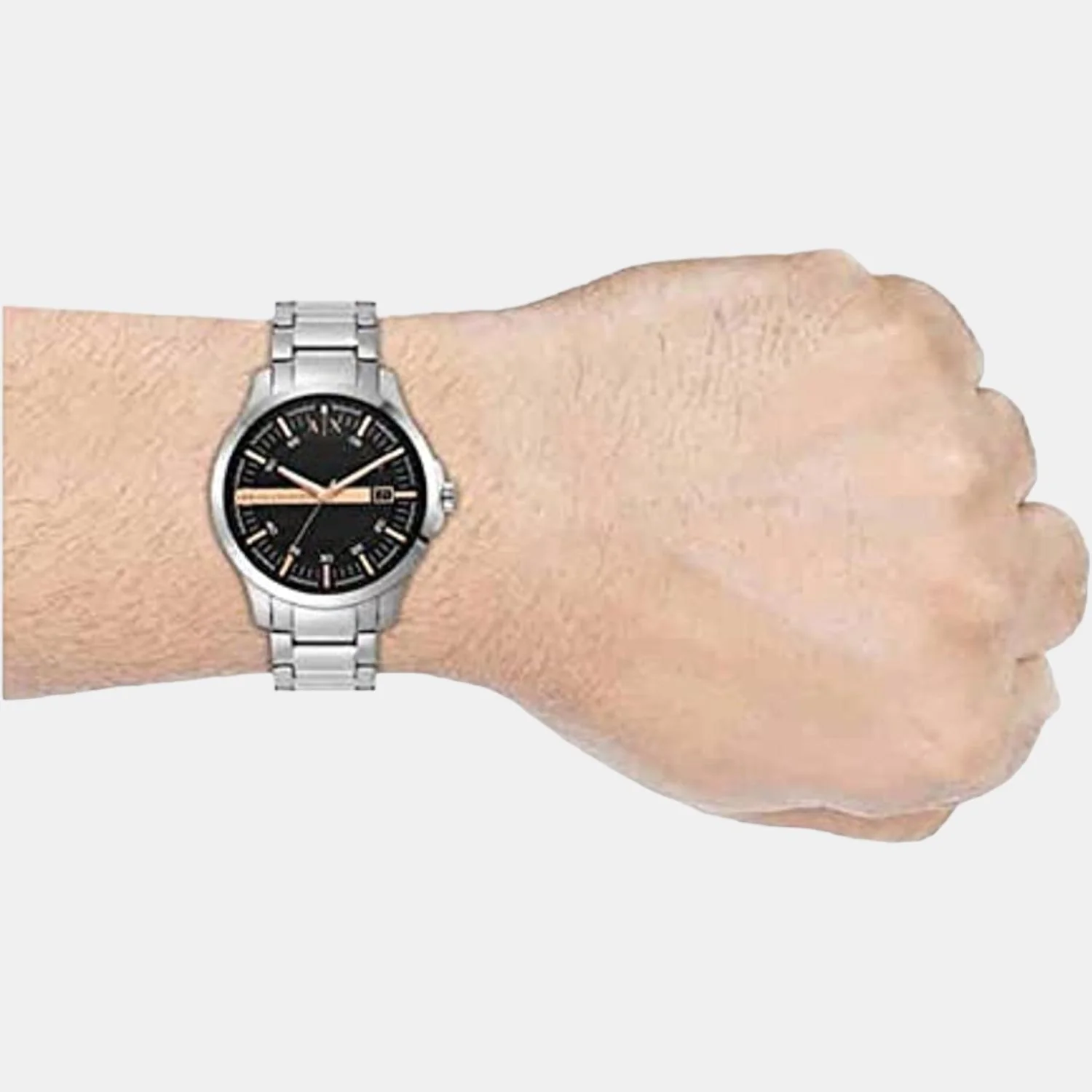 Hampton Couple Quartz Black Dial Analog Stainless Steel Watch AX7132SET - Image 3
