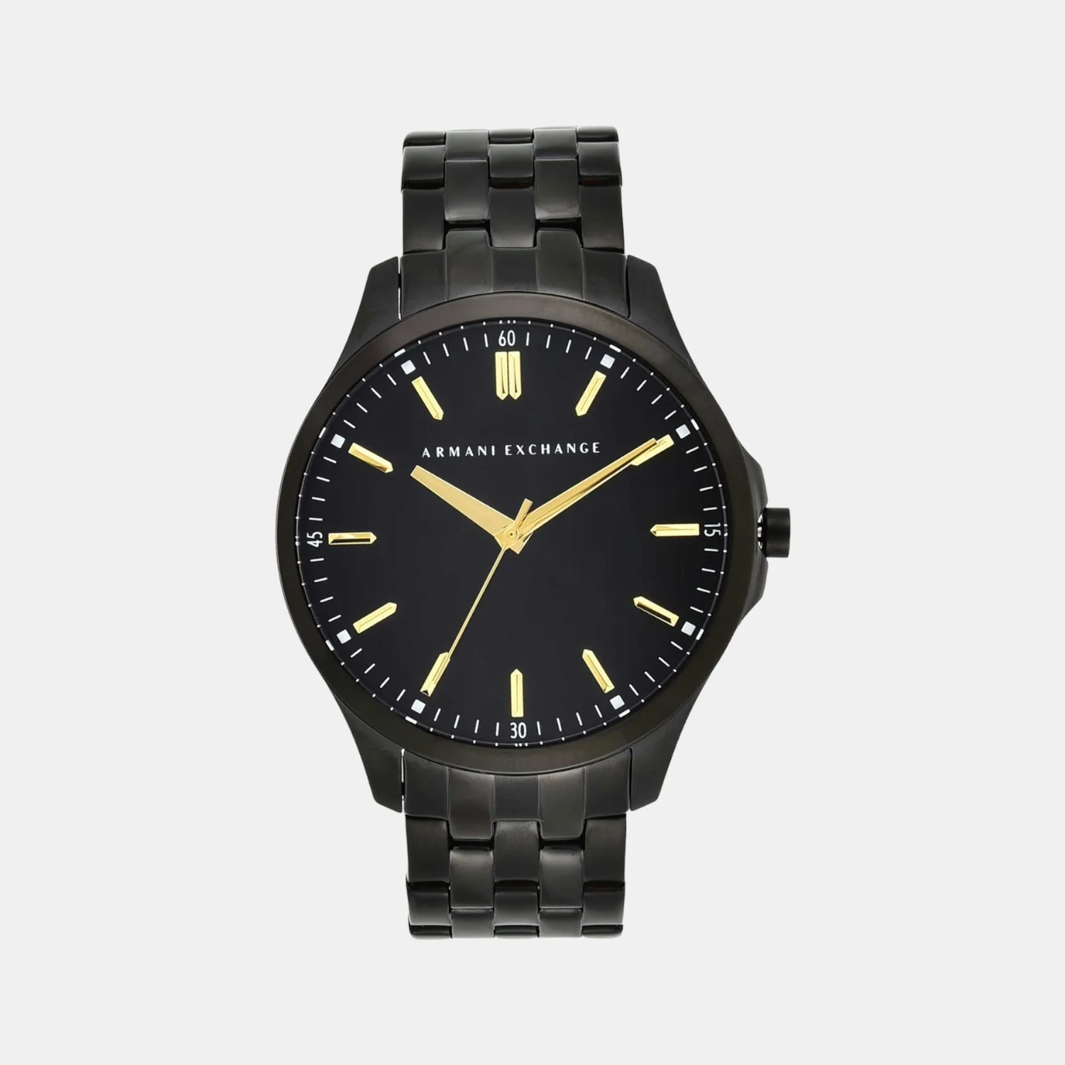 Hampton Men Quartz Black Dial Analog Stainless Steel Watch AX2144