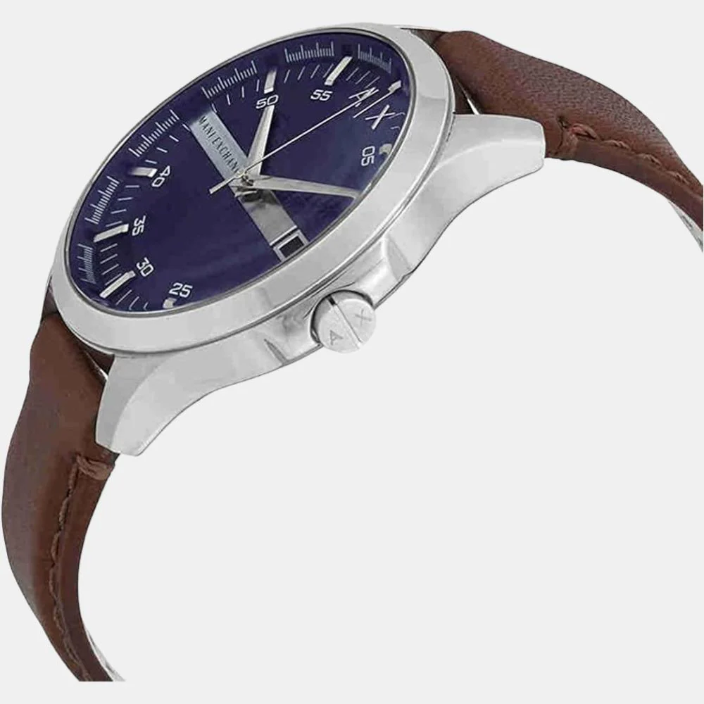 Hampton Men Quartz Blue Dial Analog Leather Watch AX2133 - Image 4