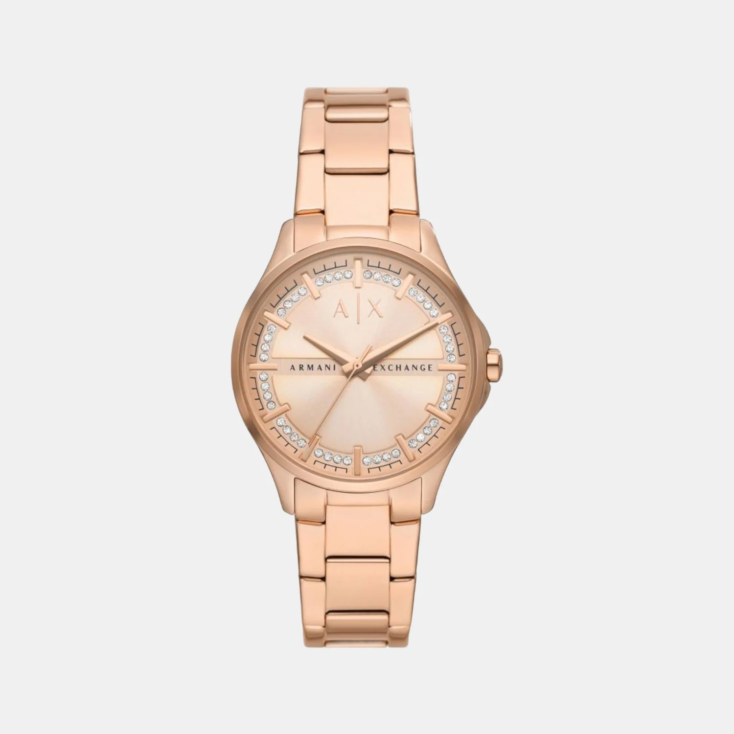 Lady Hampton Women Quartz Rose Gold Dial Analog Stainless Steel Watch AX5264