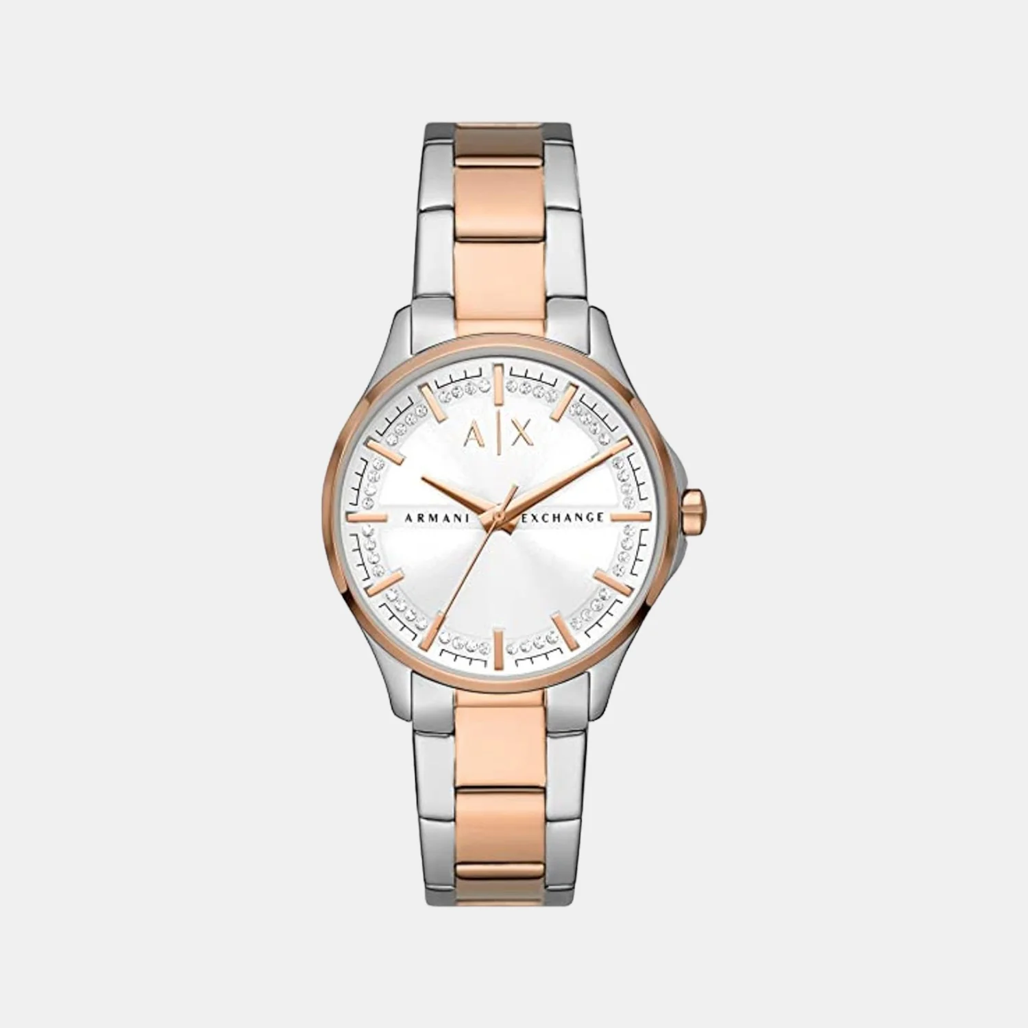 Lady Hampton Women Quartz White Dial Analog Stainless Steel Watch AX5258