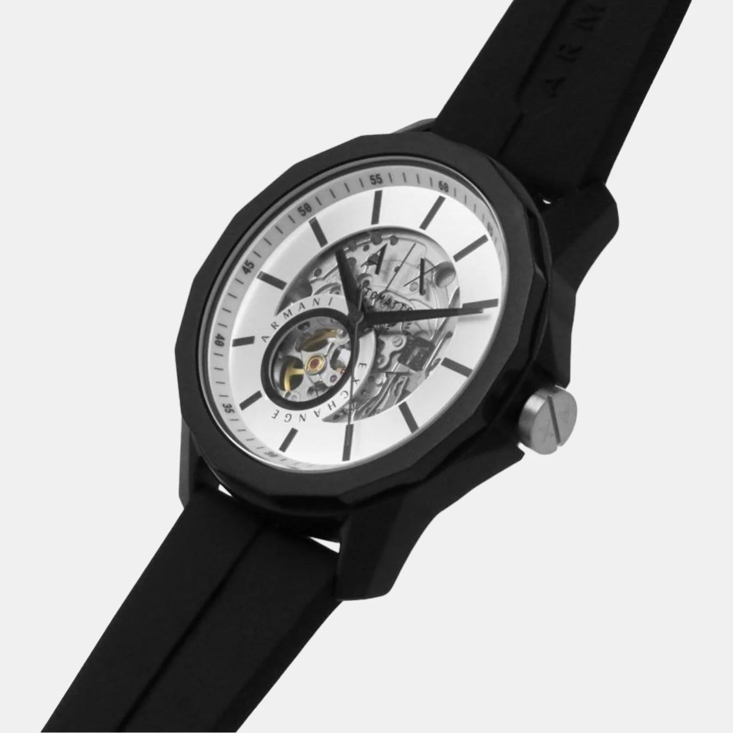 Men Automatic Silver Dial Analog Silicone Watch AX1726 - Image 5