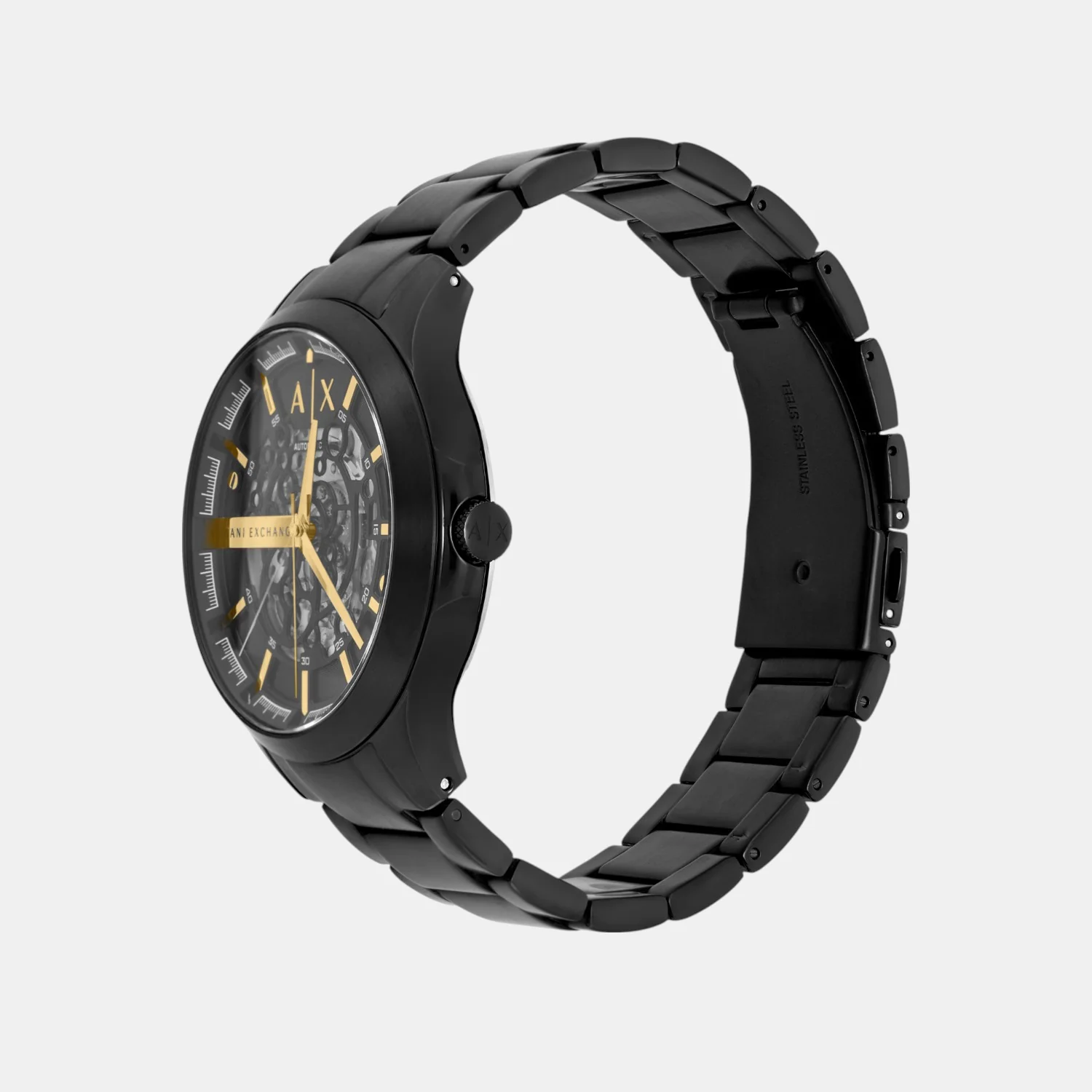 Men Mechanical Black Dial Analog Stainless Steel Watch AX2463 - Image 6