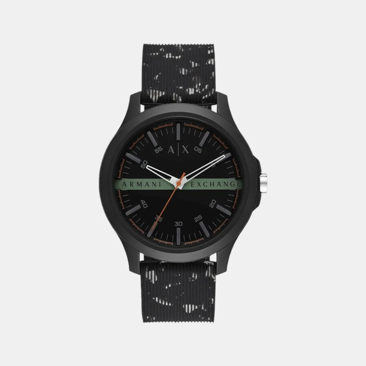 Men Quartz Black Dial Analog Silicone Watch AX2428