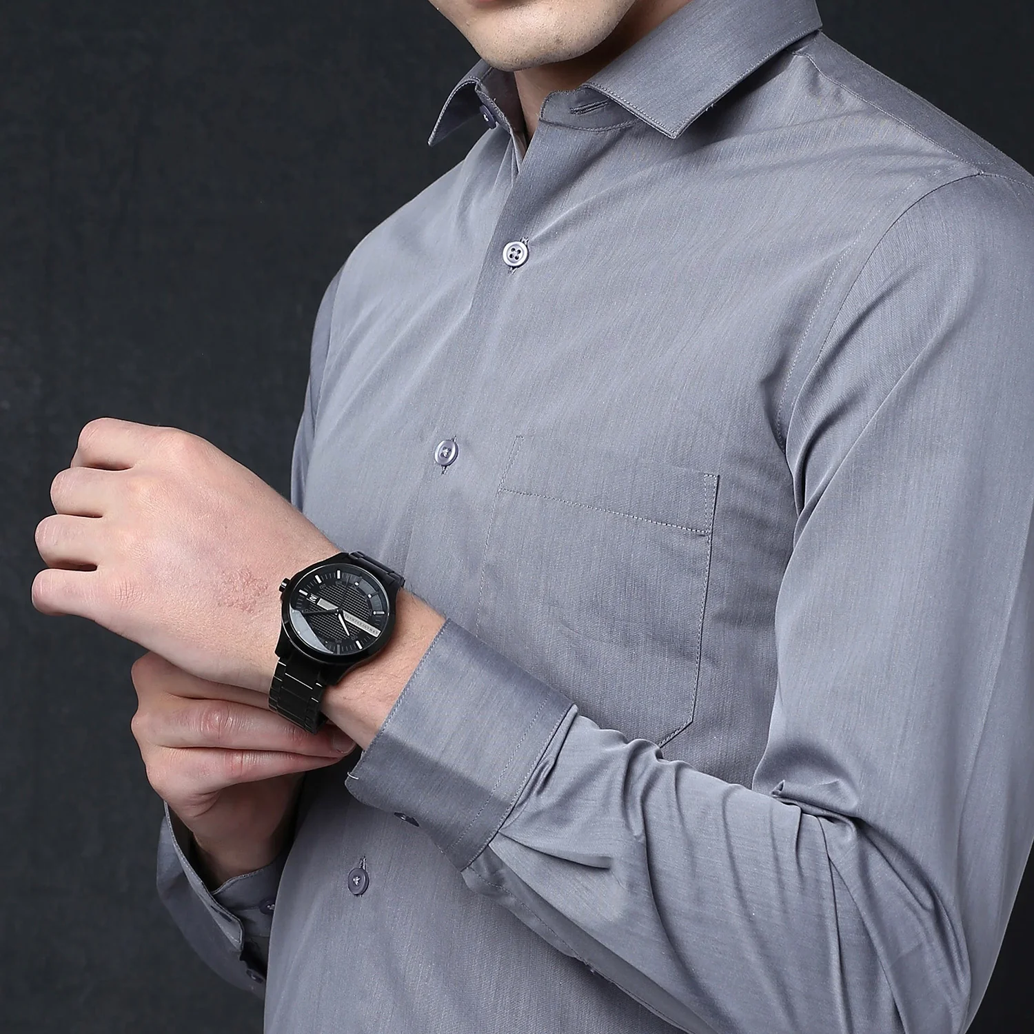 Men Quartz Black Dial Analog Stainless Steel Watch AX2104I - Image 6