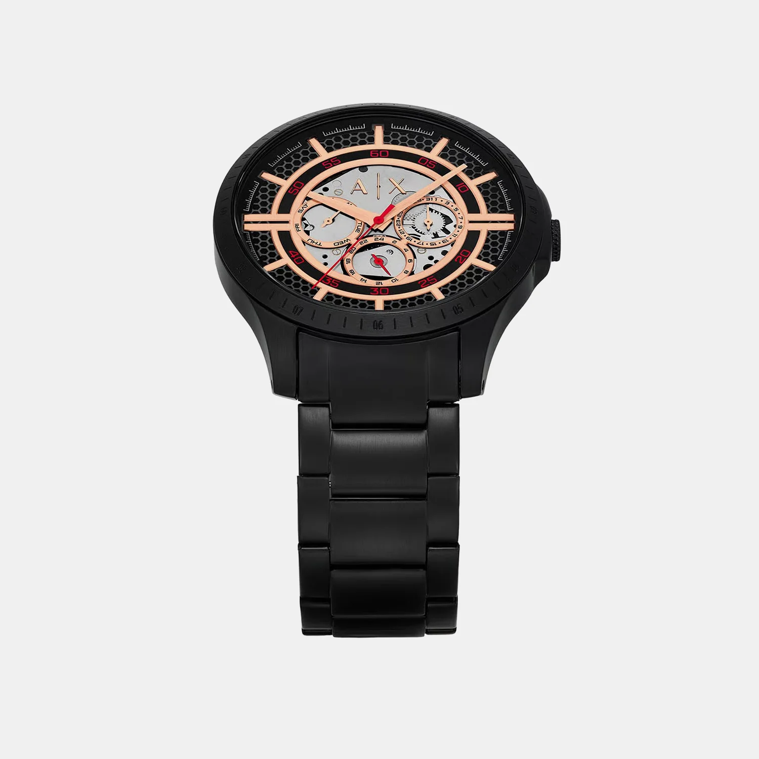 Men Quartz Black Dial Analog Stainless Steel Watch AX2465 - Image 2