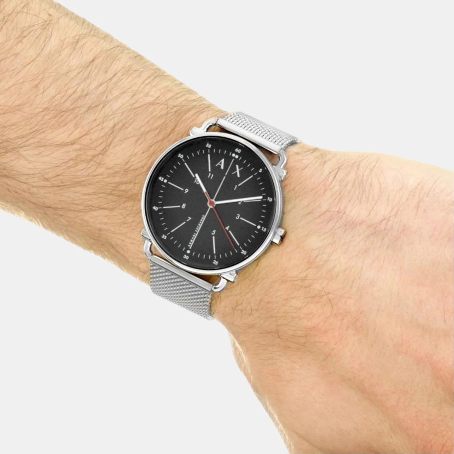 Men Quartz Black Dial Analog Stainless Steel Watch AX2900 - Image 2