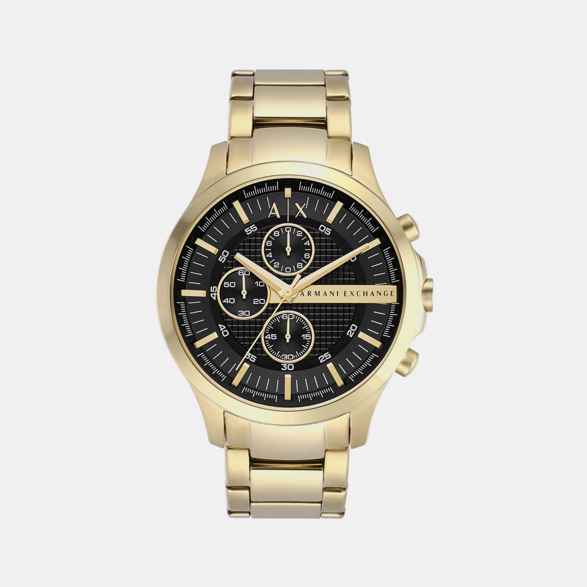 Men Quartz Black Dial Chronograph Stainless Steel Watch AX2137