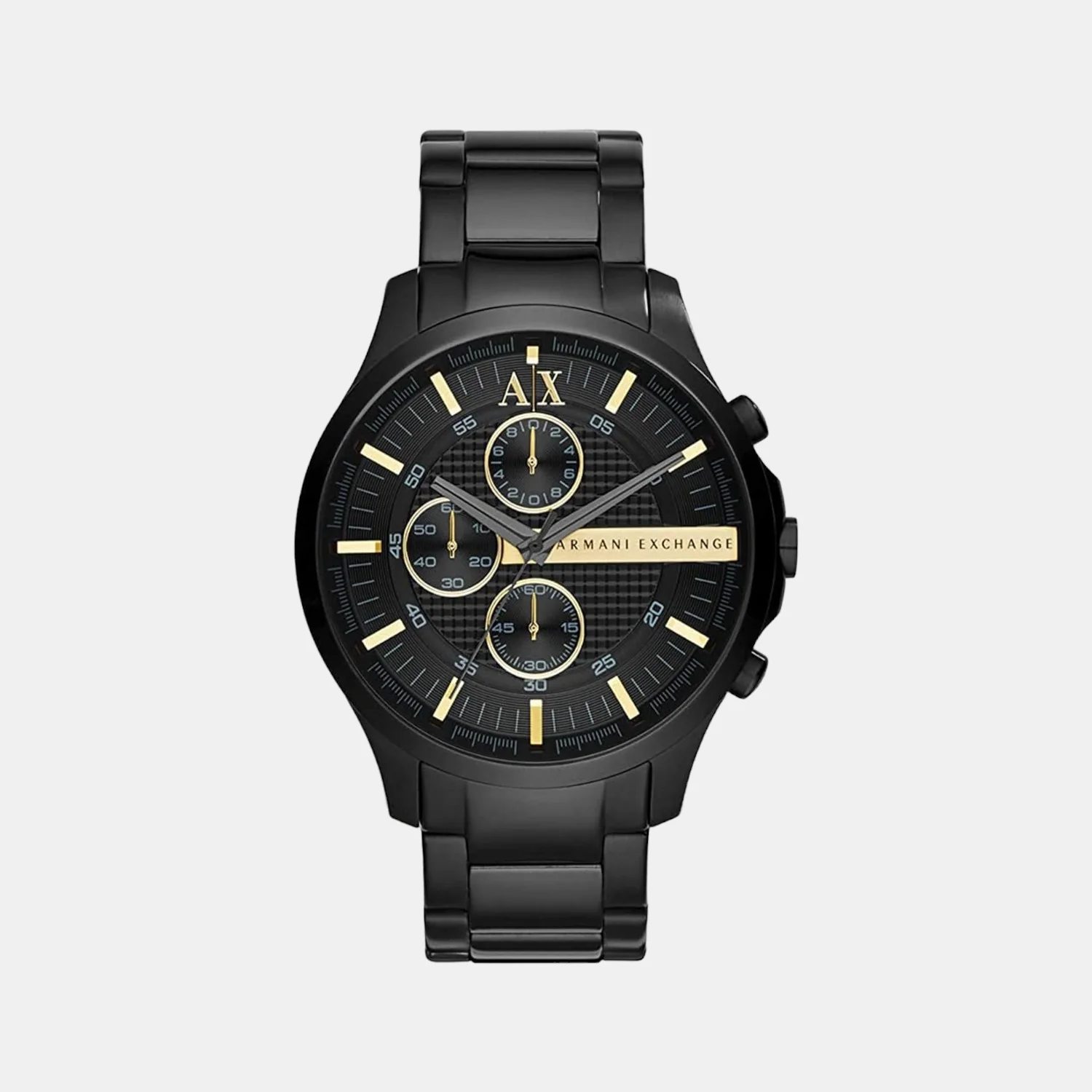 Men Quartz Black Dial Chronograph Stainless Steel Watch AX2164I