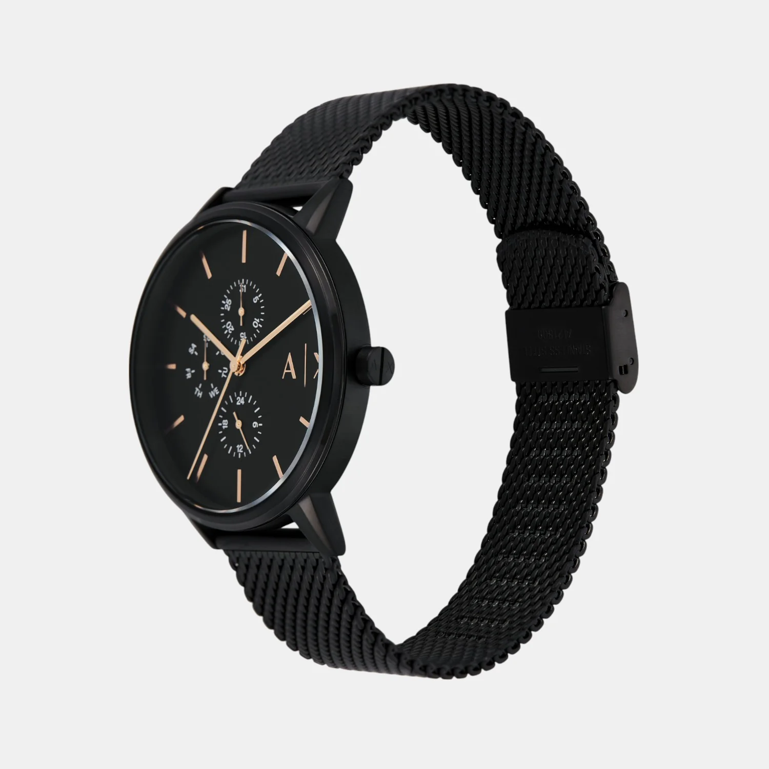 Men Quartz Black Dial Chronograph Stainless Steel Watch AX7162SET - Image 5