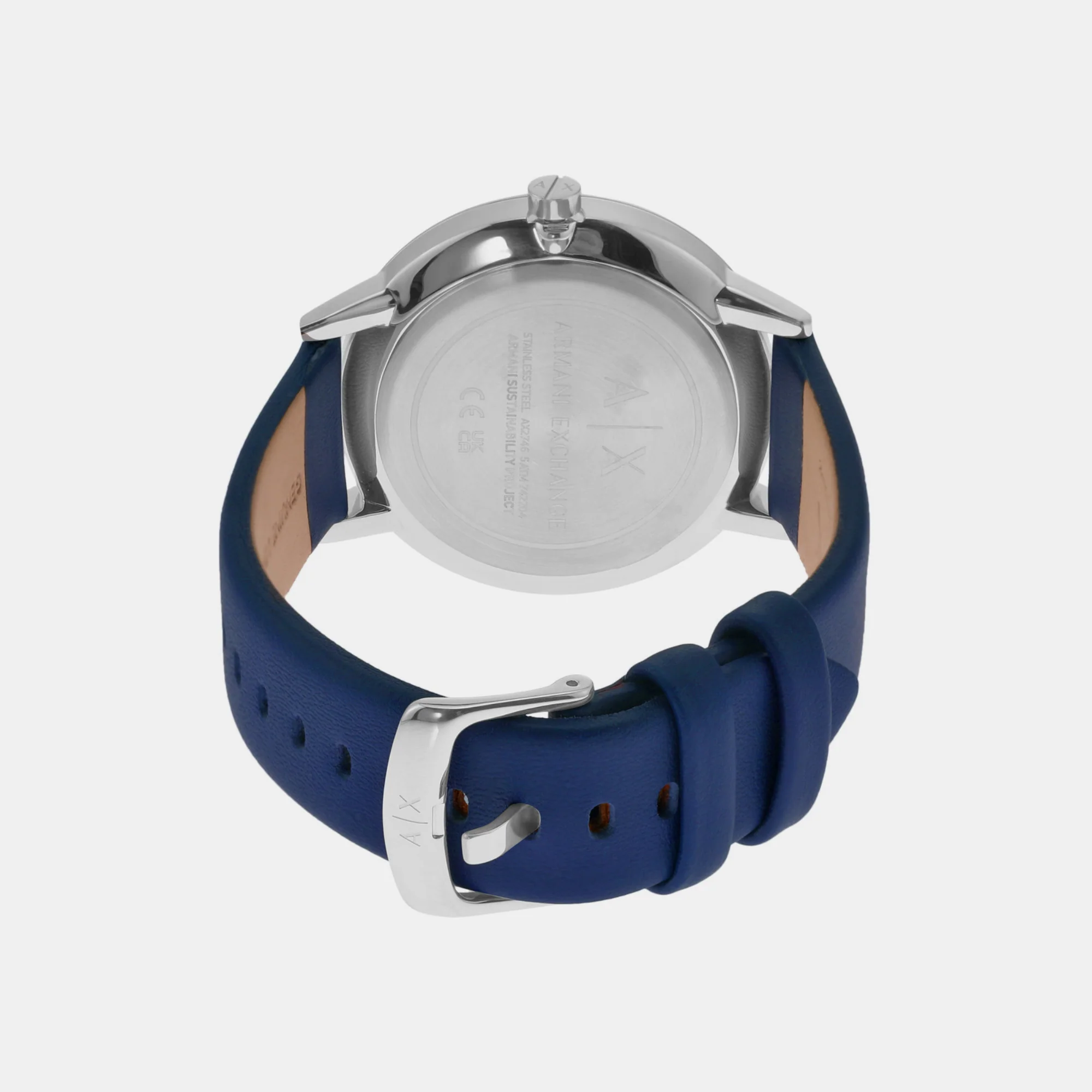 Men Quartz Blue Dial Analog Leather Watch AX2746 - Image 3