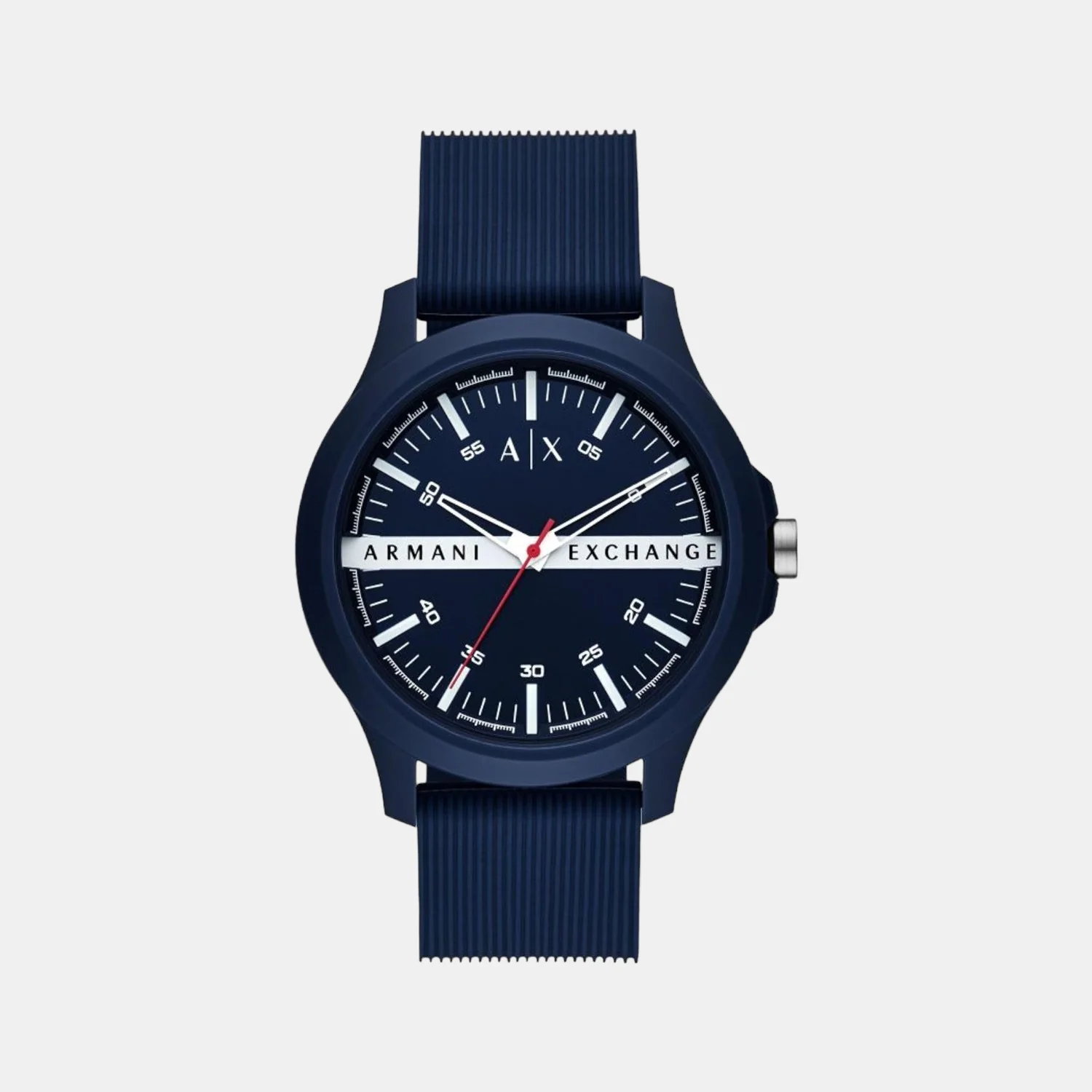 Men Quartz Blue Dial Analog Silicone Watch AX2421